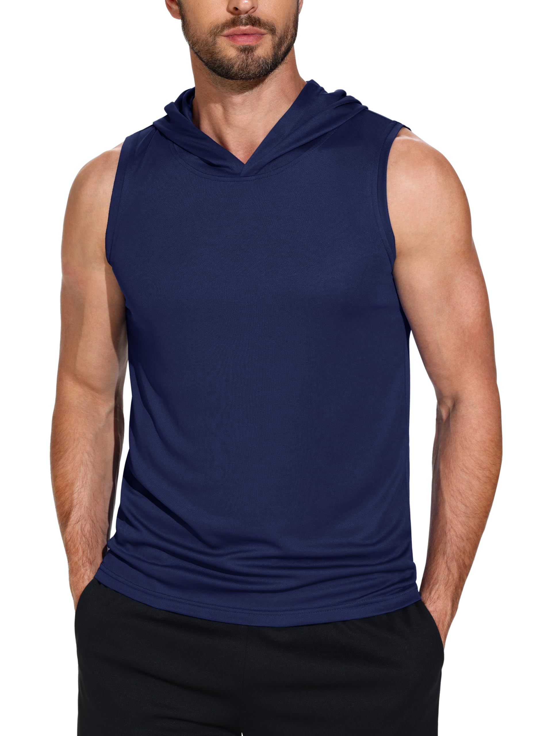 3 Pack Men's Dry Fit Moisture Wicking Tech Quick Dry Sleeveless Shirts Mesh Hoodie Active Athletic Tank Tops