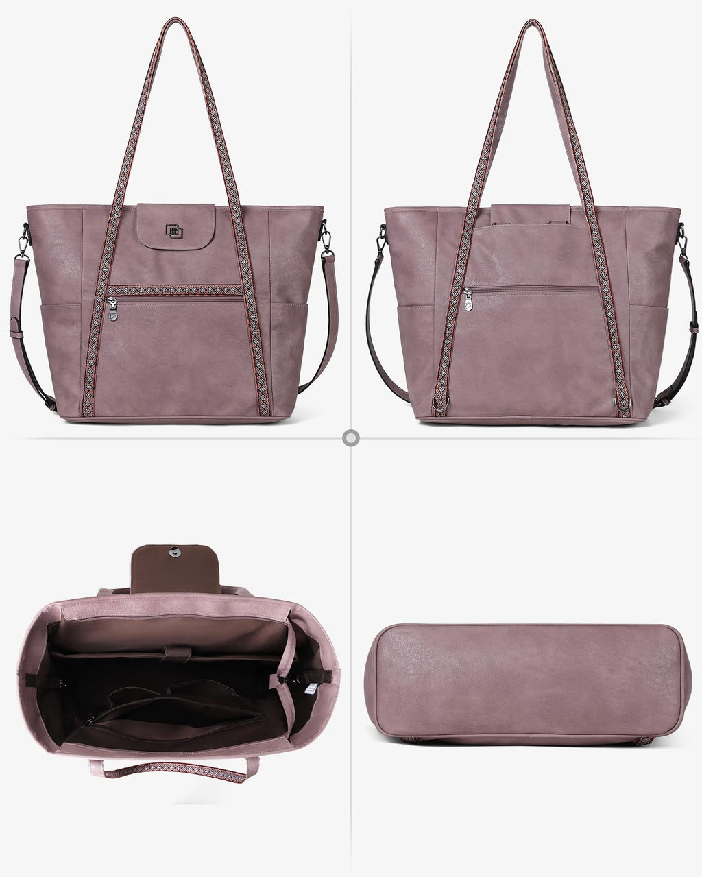 FADEON Large Laptop Tote Bag for Women Designer Leather Laptop Bag Fashion Travel Backpack Purse Shoulder Handbag