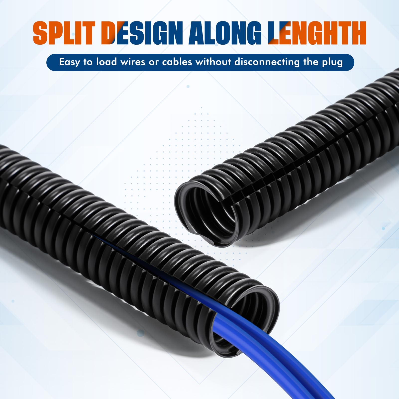 Sasylvia 1/2" x 300 ft Split Wire Loom Tubing Automotive Wire Loom Assortment Split Cable Sleeves Bulk Flexible Electrical Conduit Protective Kit