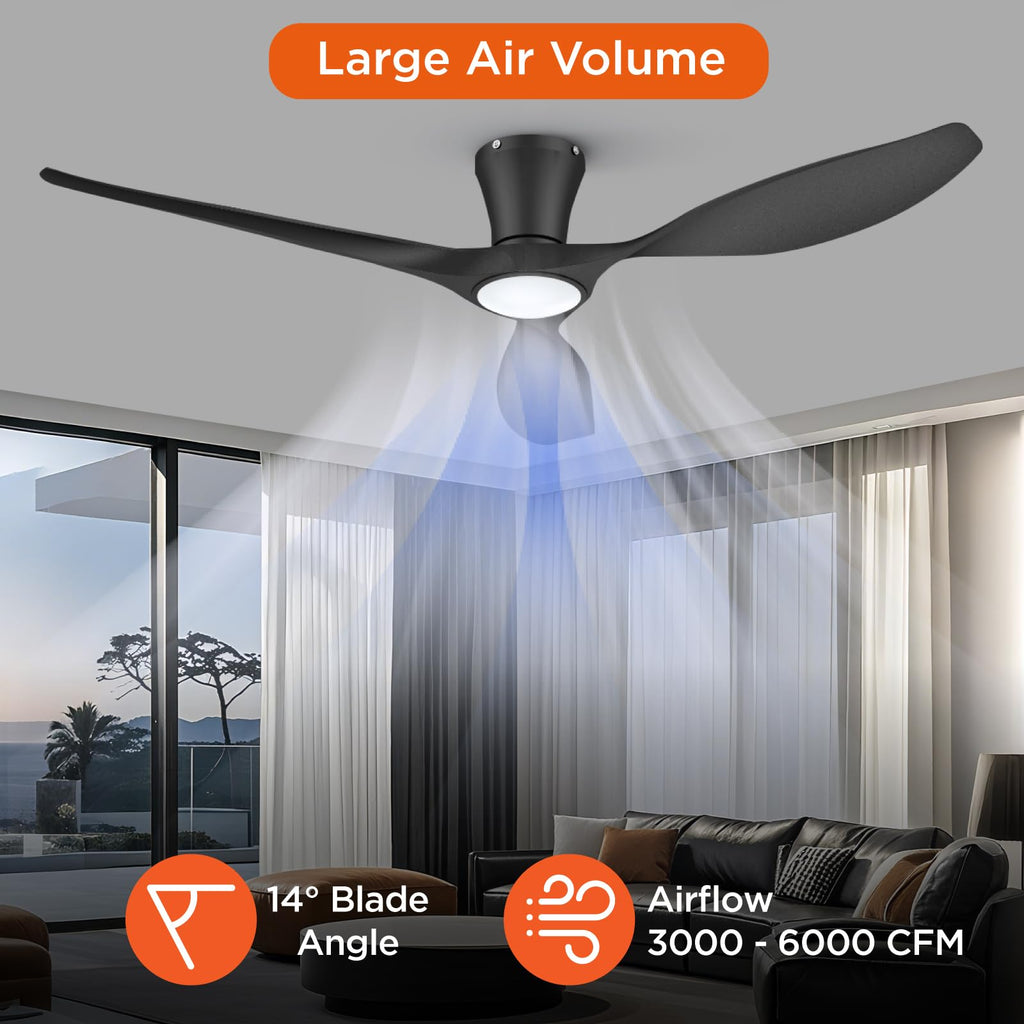 TALOYA Ceiling Fans with Lights,42 inch Modern Low Profile Ceiling Fan with Light and Remote Control, Flush Mount, 3CCT, White Ceiling Fan for Bedroom Living Room and Patio