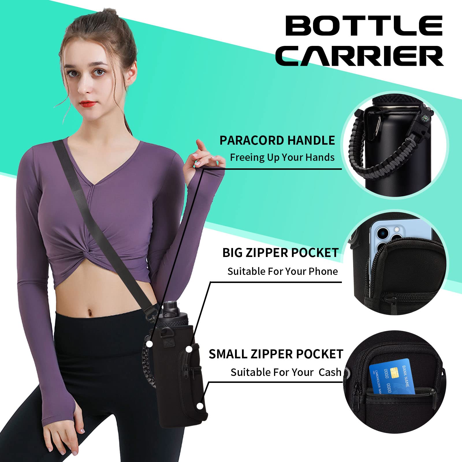 Insulated Water Bottle 32 oz - Cold-48h & Hot-24h Stainless Steel Vacuum Flask with Straw & Pop-up Chug Lid, Leak Proof 32oz Water Bottles, Wide Mouth Hydro Metal Thermal Cups for Gym Work