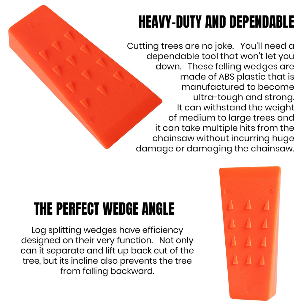 AR-PRO 6 Pack Tree Felling Wedges with Spikes for Safe Tree Cutting – 5.5” Wedges with Storage Bag; 6 Felling Dogs to Guide Trees Stabilize and Safely to Ground for Loggers and Fallers