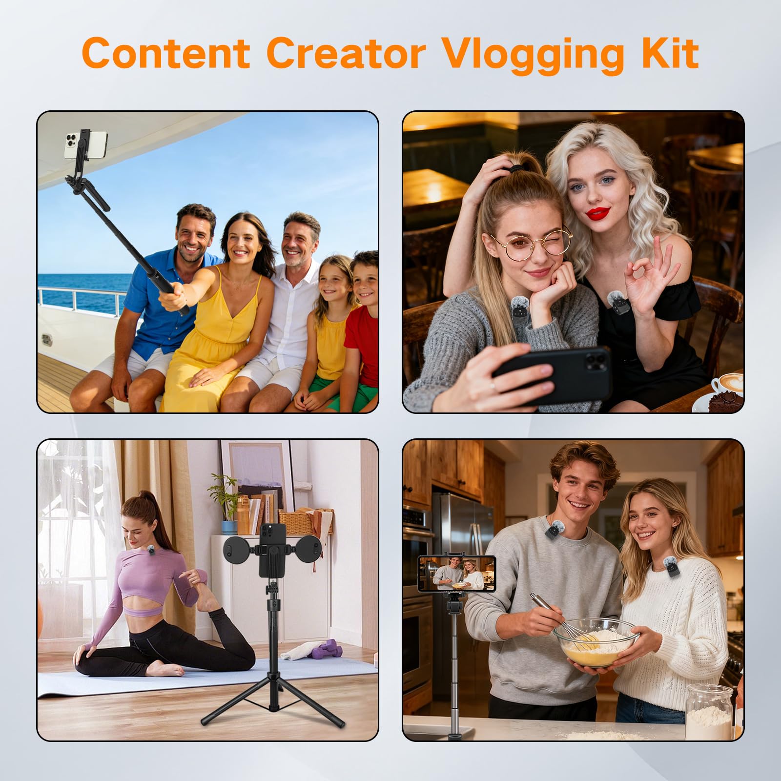 Auto Face Tracking Tripod 360 Rotation with Stand,Android and iPhone Tripod Holder with Remote and Gesture Control, No App,Built-in Tracking Camera Selfie Stick for Vlog Video Recording Tiktok
