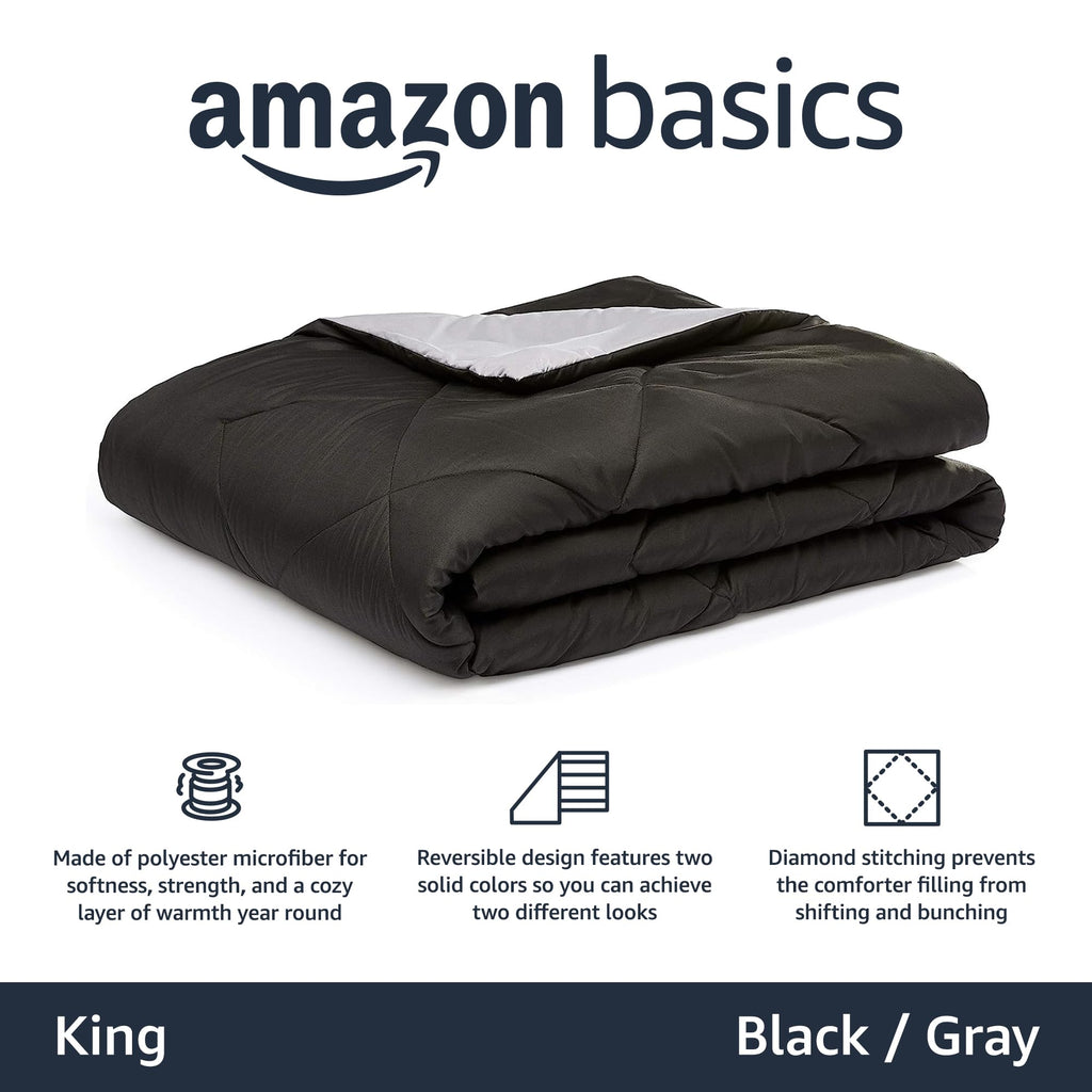 Amazon Basics Reversible Lightweight Microfiber All Season Comforter Blanket, Twin/Twin XL, Burgundy/Grey (Pack of 2)