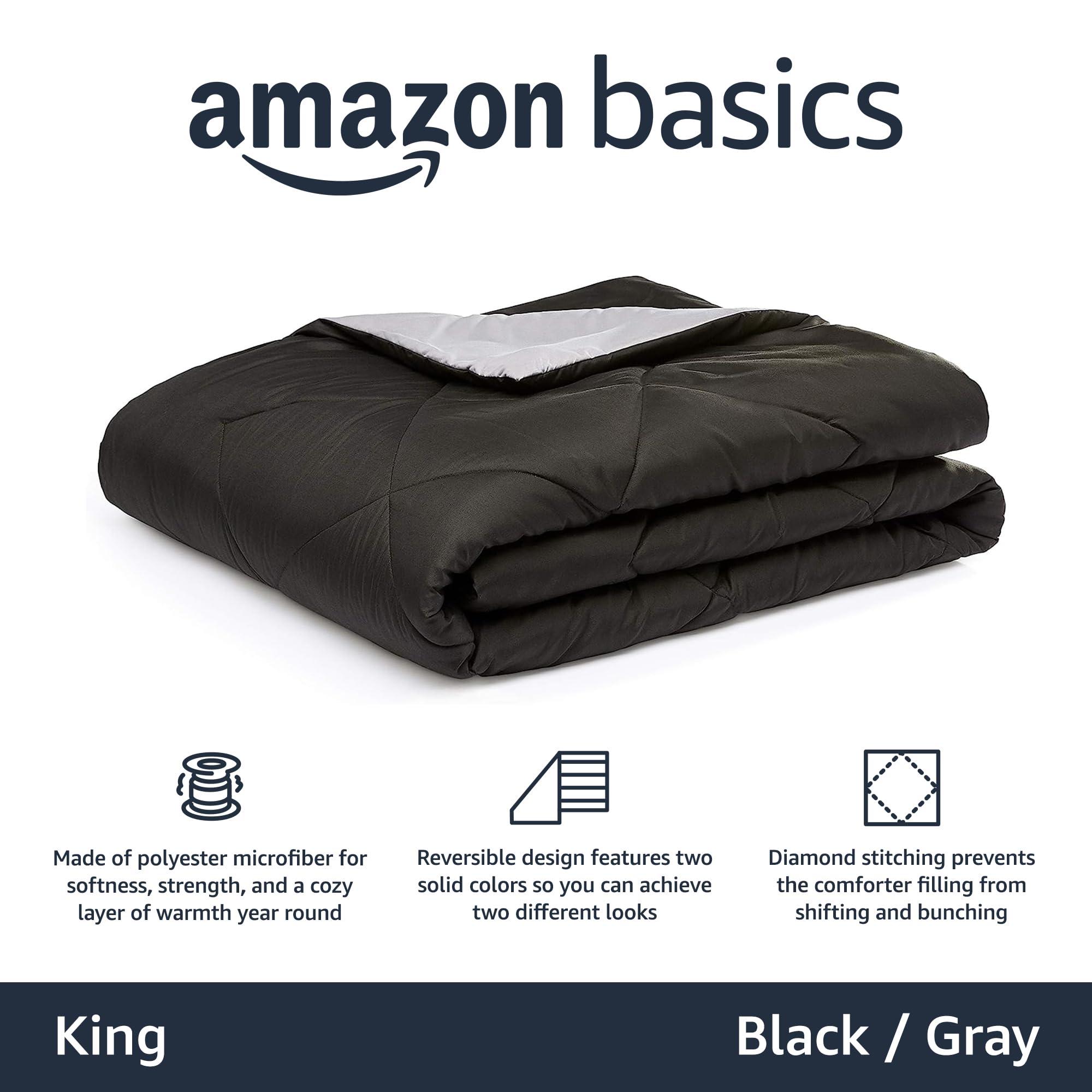 Amazon Basics Reversible Lightweight Microfiber All Season Comforter Blanket, Twin/Twin XL, Burgundy/Grey (Pack of 2)