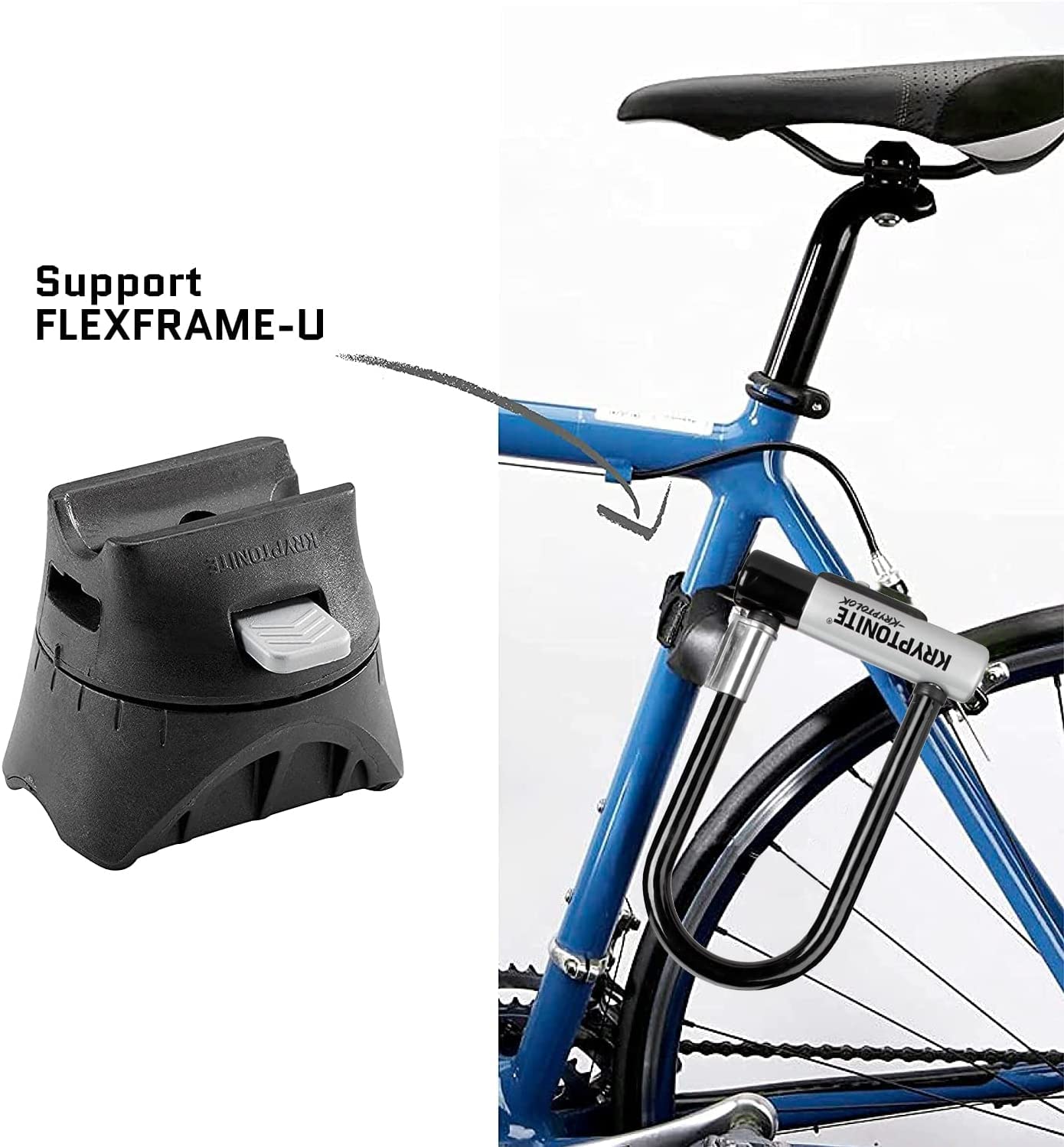 Kryptonite Kryptolok Standard Bike U-Lock with Cable, Heavy Duty Anti-Theft Bicycle U Lock, 12.7mm Shackle and 10mm x 4ft Length Security Cable with Mounting Bracket and Keys | bike-locks