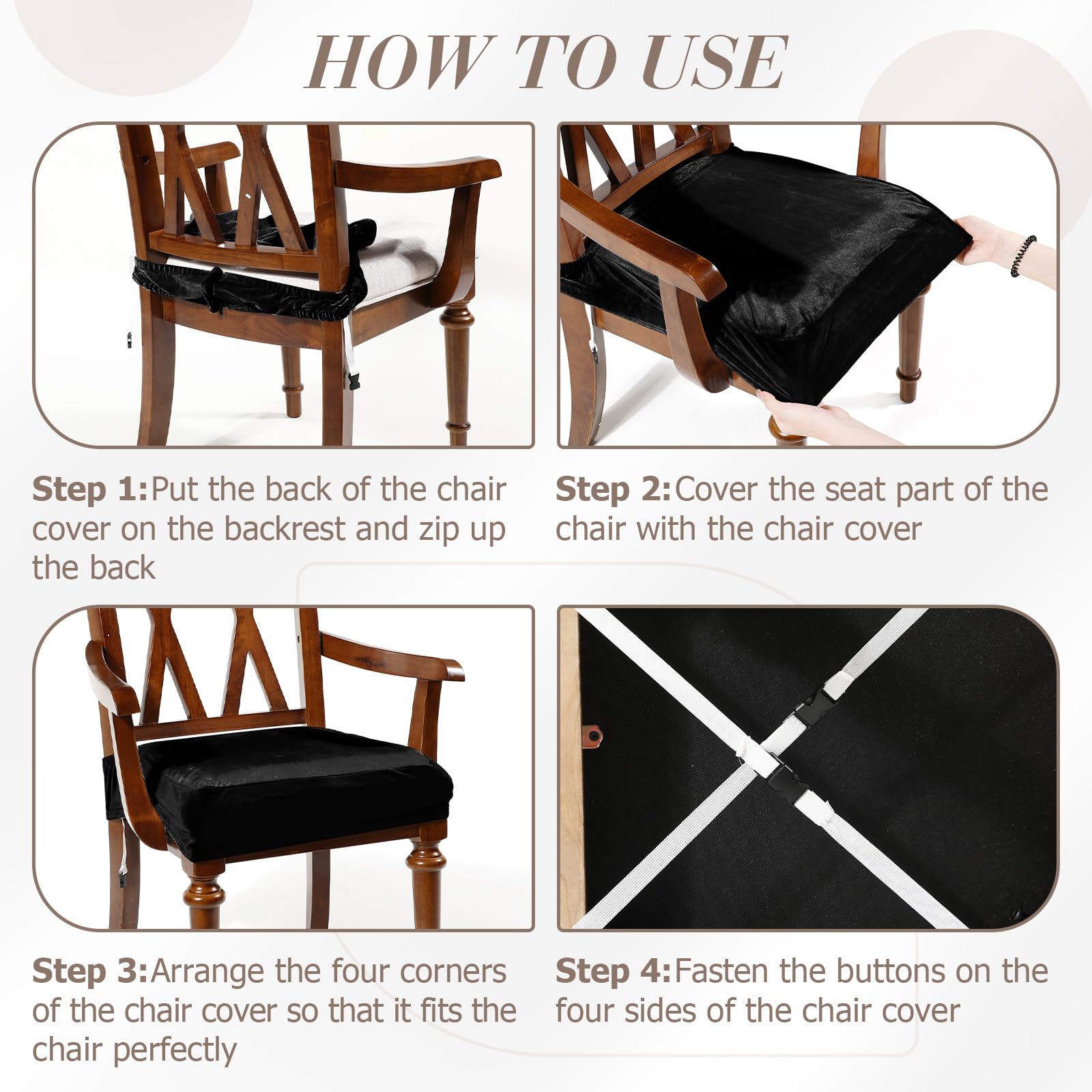 Havawish Large Dining Room Chair Seat Covers with Armrest Dining Chair Slip Covers Protectors(1 Pcs,Beige White)