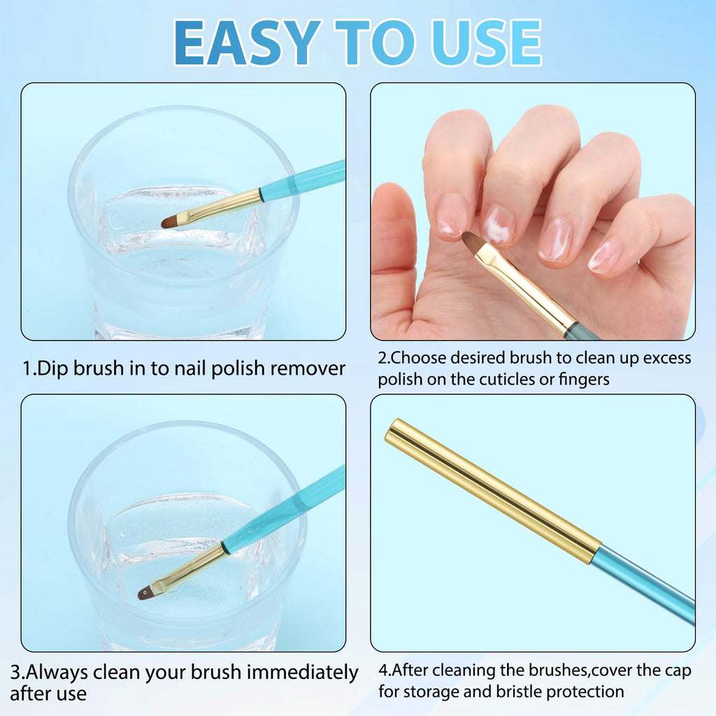 Nail Art Clean Up Brushes,Nail Brushes for Cleaning Polish Mistakes on the Cuticles, Acetone Resistant Nail Brush, Fingernail Cleaning Brushes for Nail Art and Designs (2 Pcs Round&Angled)