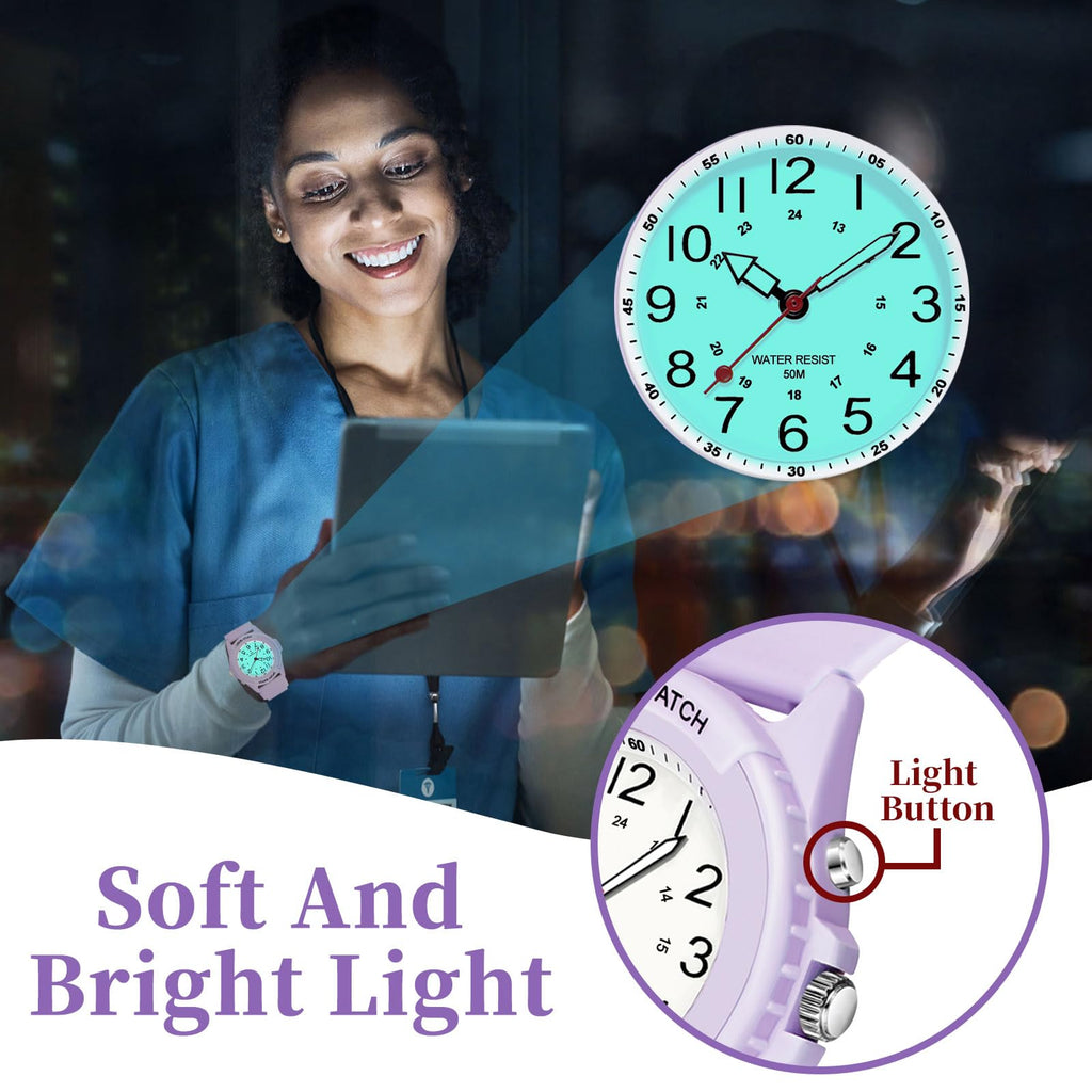 PROKING Waterproof Nurse Watch for Medical Professionals Students Women Men, Night Light, 12/24 Hour Military Time Easy to Read Dial, Second Hand Watch for Nursing Day Gifts