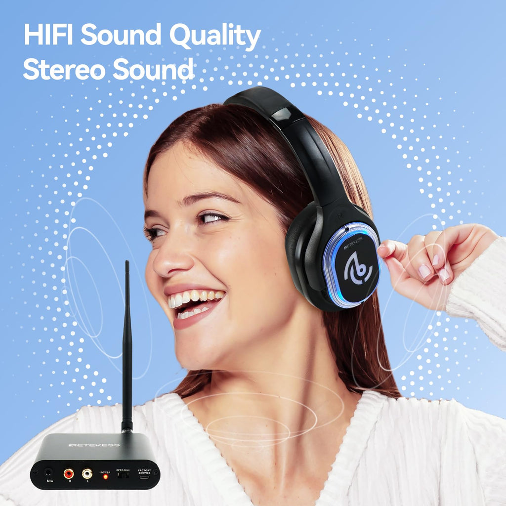 Retekess TA003 Silent Disco System, Silent Disco Transmitter, 3 Channels,Plug and Play, 300m Range for House Party, Fitness and School (1 Transmitter)