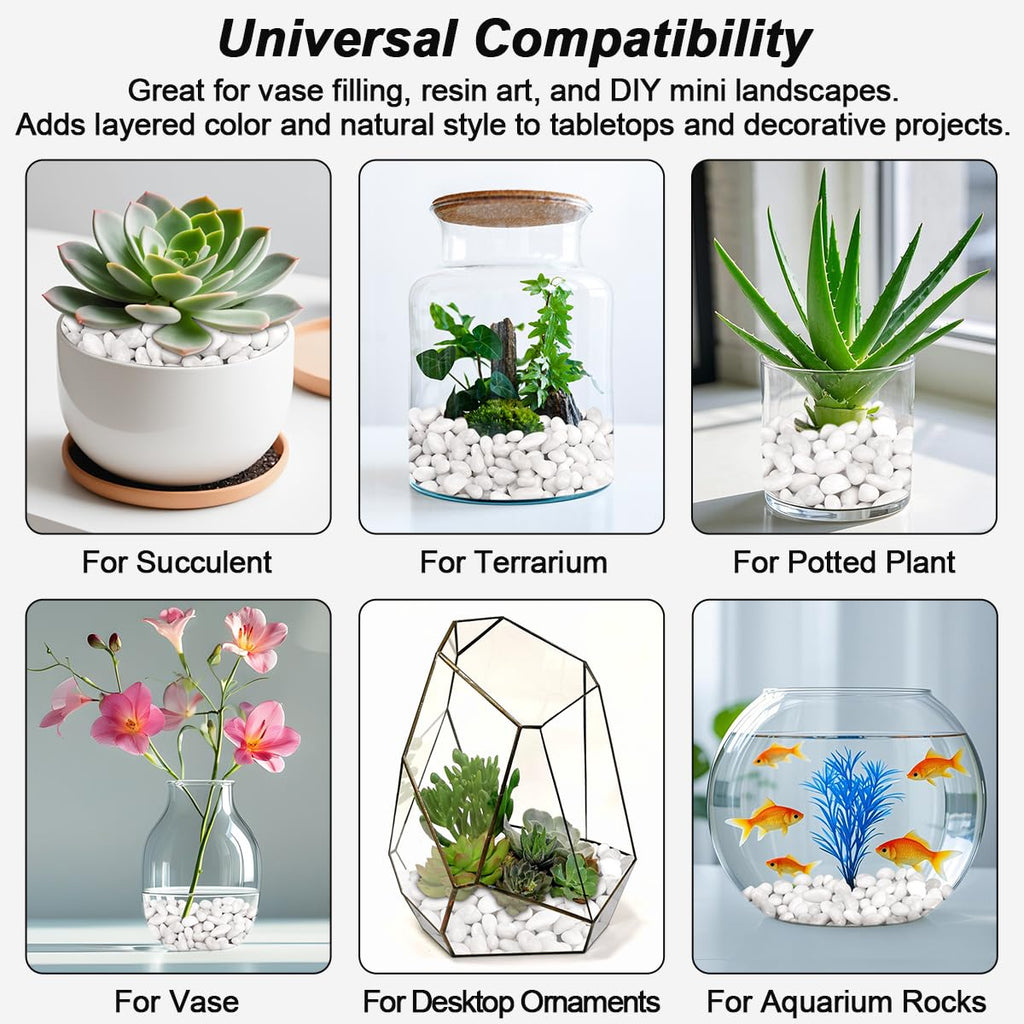 Terrarium Supplies,Virekm River Rocks, Decorative Ornamental Pebbles,Garden Landscaping Stones,Gravel Filler for Home Decoration Flower Bed Fish Tank Plants Vases Succulents