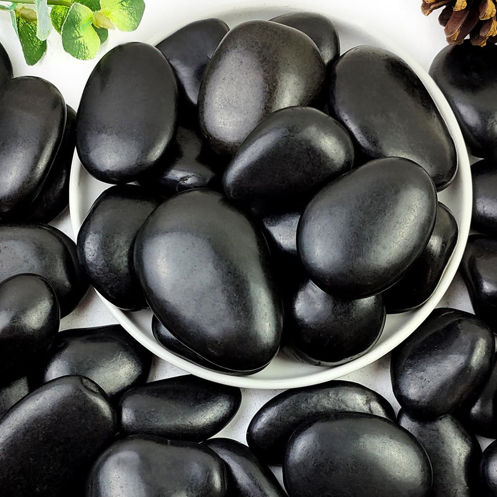 YISZM 5lbs Black Pebbles for Plants, 2-3 Inch High Polished Natural Large River Rocks for Landscaping, Decorative Stones Vase Filler Fish Tank Aquariums Garden Outdoor and Indoor DIY