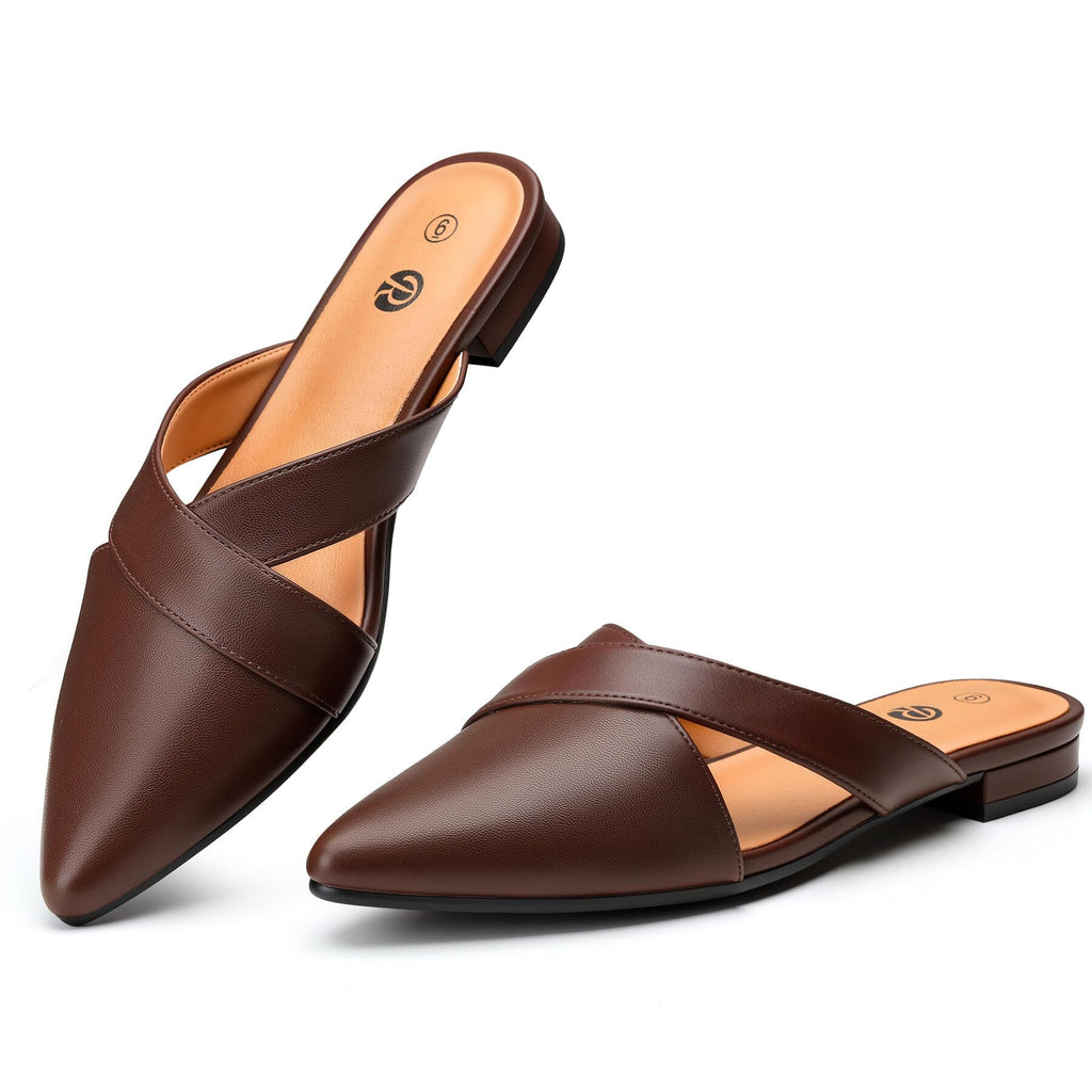 Rekayla Women's Mules Closed Pointed Toe Flats Backless Loafers Shoes for Women