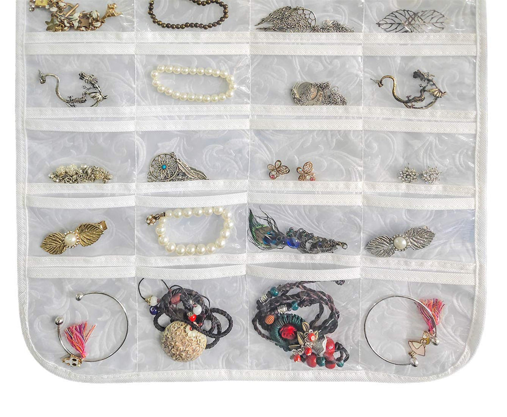 BB Brotrade Hanging Jewelry Organizer,Accessories Organizer,80 Pocket Organizer for Holding Jewelries（Beige）