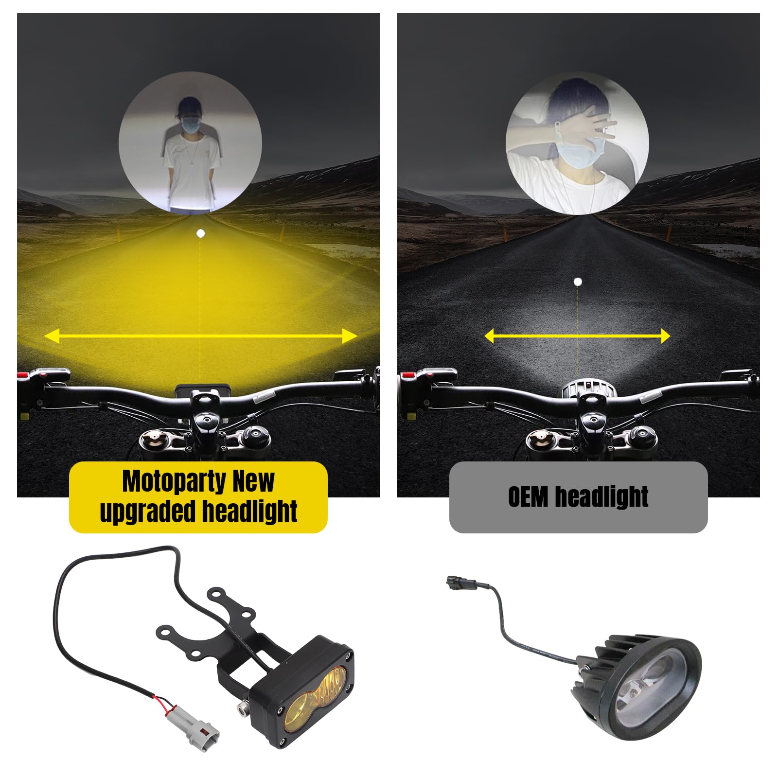 motoparty Headlight Kit for Sur-Ron Segway X260, Clear White 6000-6500K Spot/Flood Light Pods Combo Kit, Motorcycle Lights Bars Accessories, Bright Front Lamp （3 Inch）