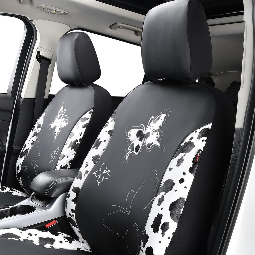 Flying Banner Butterfly car seat Covers ful Set Fashion Universal Lady Woman Female Rear Bench Split Colorized (2 Fronts, Mint Blue)
