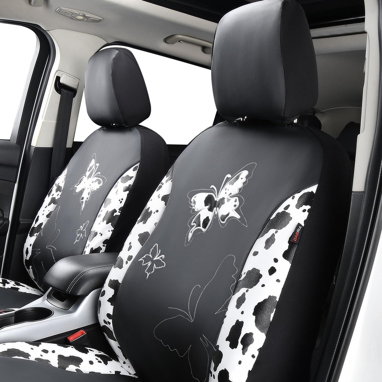 Flying Banner Butterfly car seat Covers ful Set Fashion Universal Lady Woman Female Rear Bench Split Colorized (2 Fronts, Mint Blue)