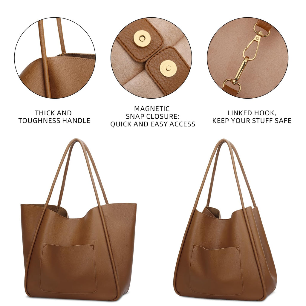 KKXIU Tote Bag for Women Vegan Leather Shoulder Purse Large Capacity Travel Bag