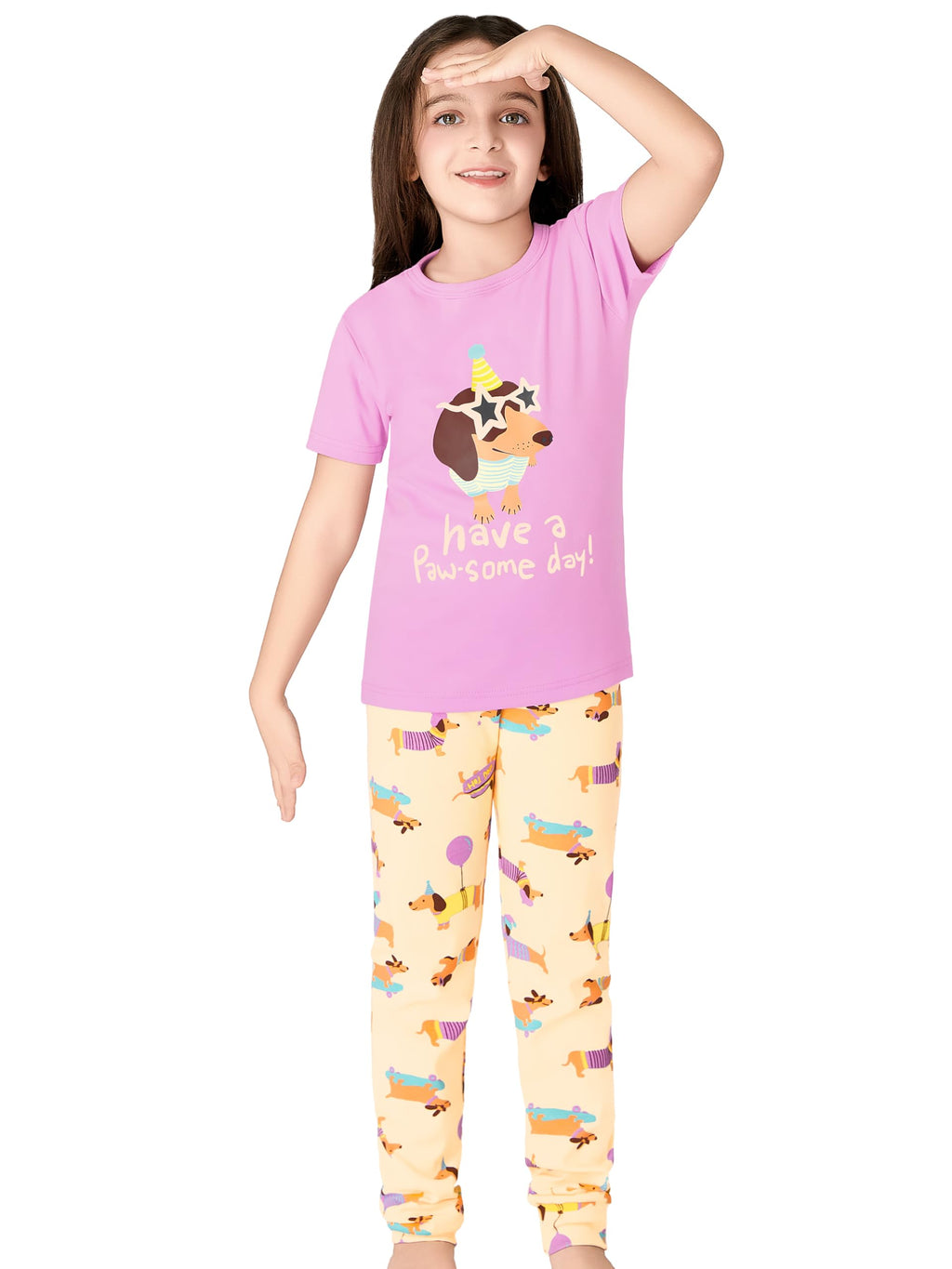 Topgal Little & Big Girls Cotton Knit Pajama 3-Piece Shorts Pants Summer PJ Set Size 4-14