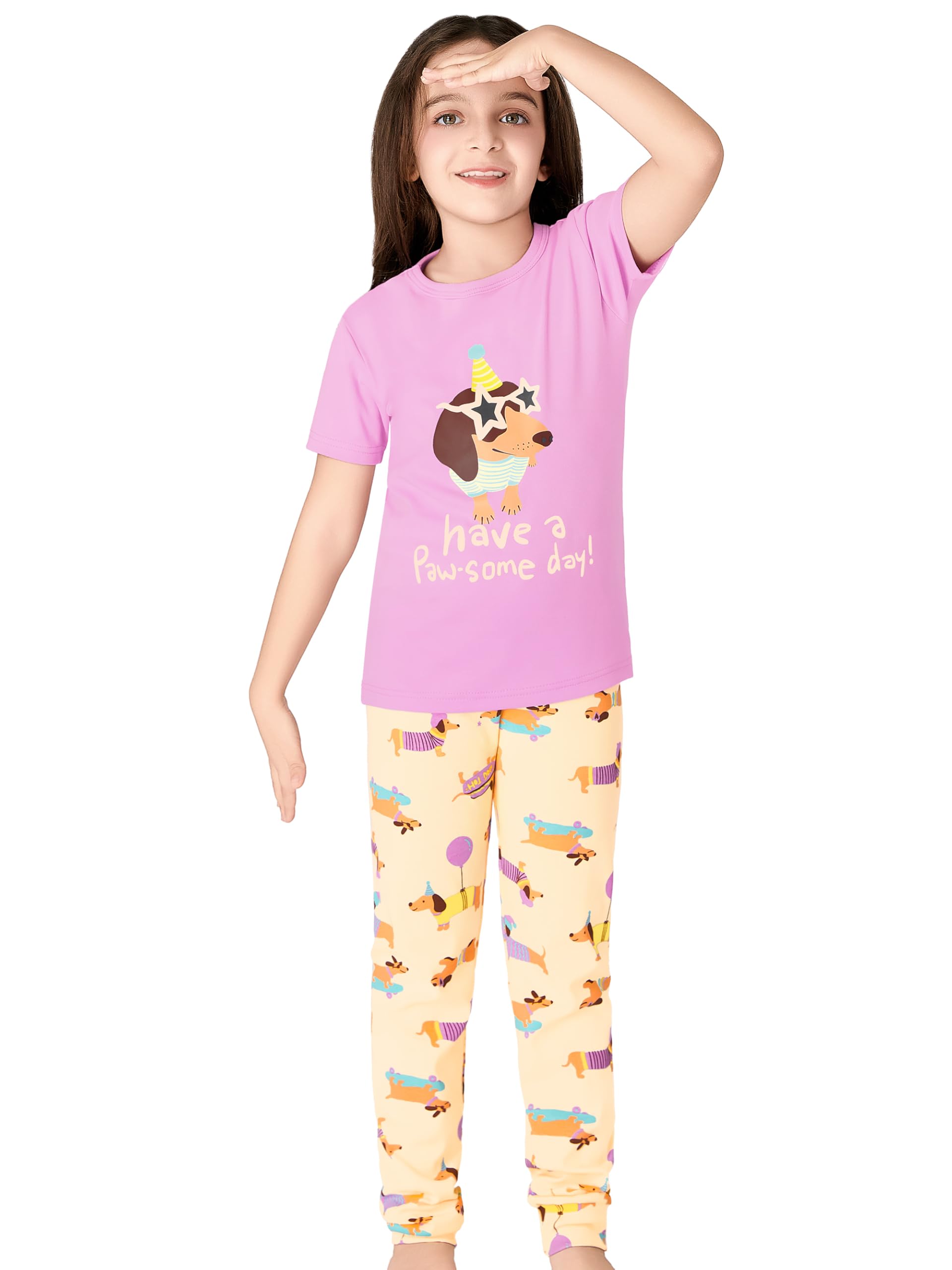 Topgal Little & Big Girls Cotton Knit Pajama 3-Piece Shorts Pants Summer PJ Set Size 4-14