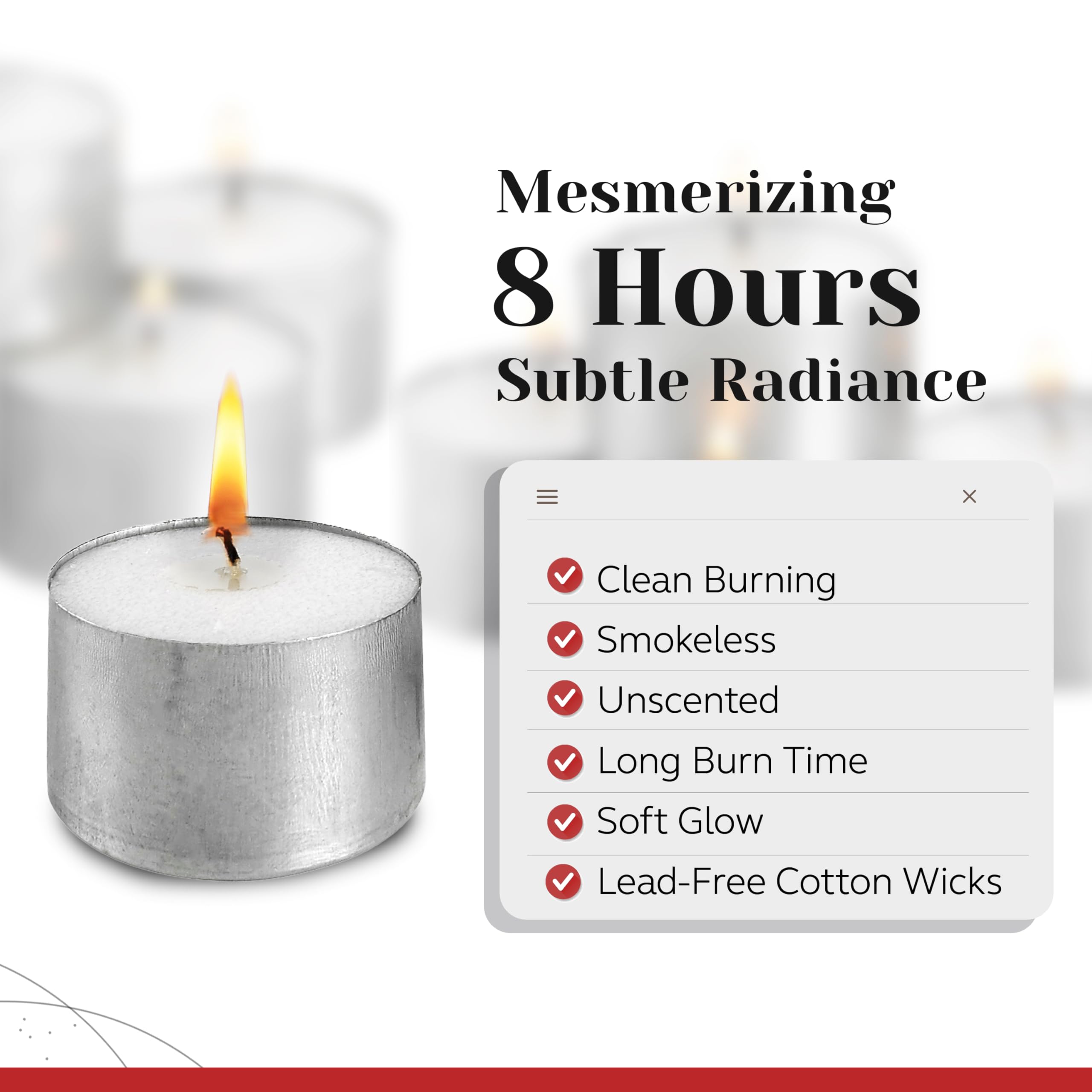 250 Pack Tealight Candles in Metal Cups - Clean, White Unscented Tealight with 3 Hour Long Burning Time - Votive Candles Bulk for Romantic Dinner, Weddings, Spa & Hotels