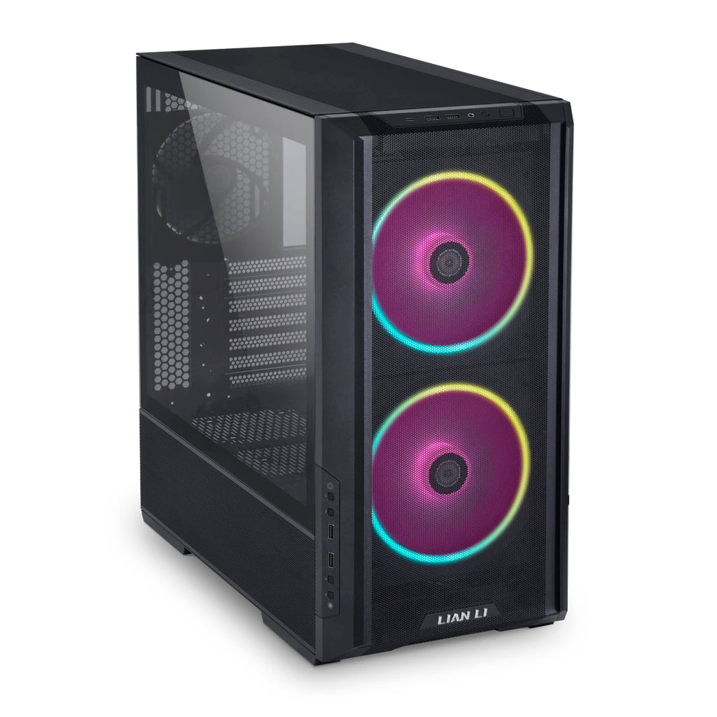 LIAN LI LANCOOL 207 Compact ATX RGB Gaming Computer Case, Airflow Optimized Mesh Panels Tower Chassis w/ 2x140mm ARGB,2x120mm PWM Fans Pre-Installed, USB Type-C Port, Tempered Glass Side Panel (Black)