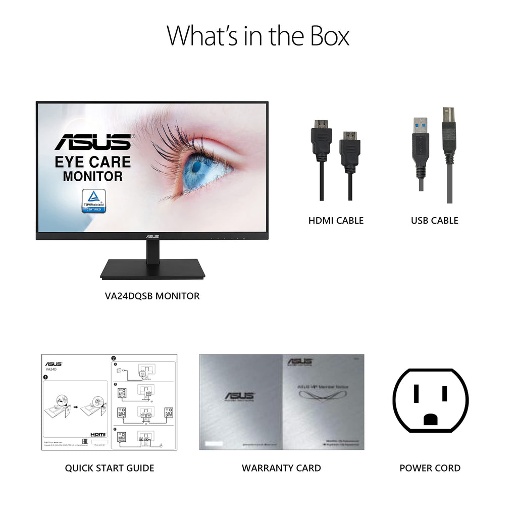 ASUS 22” Eye Care Monitor (VP229QF) – 100Hz, IPS, Full HD, 99% sRGB, Frameless, Adaptive-Sync, DisplayPort, HDMI, Low Blue Light, Flicker Free, Wall Mountable, 3 yr Warranty