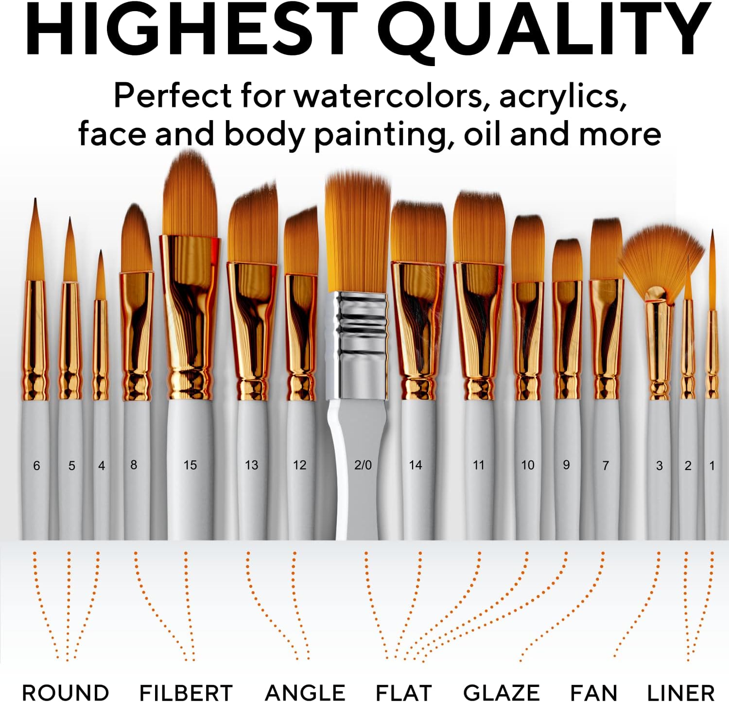 Artist Paint Brush Set of 16 - Includes Spatula Palette Knife, Sponge & Organizing Case - Premium Paint Brushes for Acrylic Painting, Watercolor, Oil - Perfect for Kids, Adults or Professionals