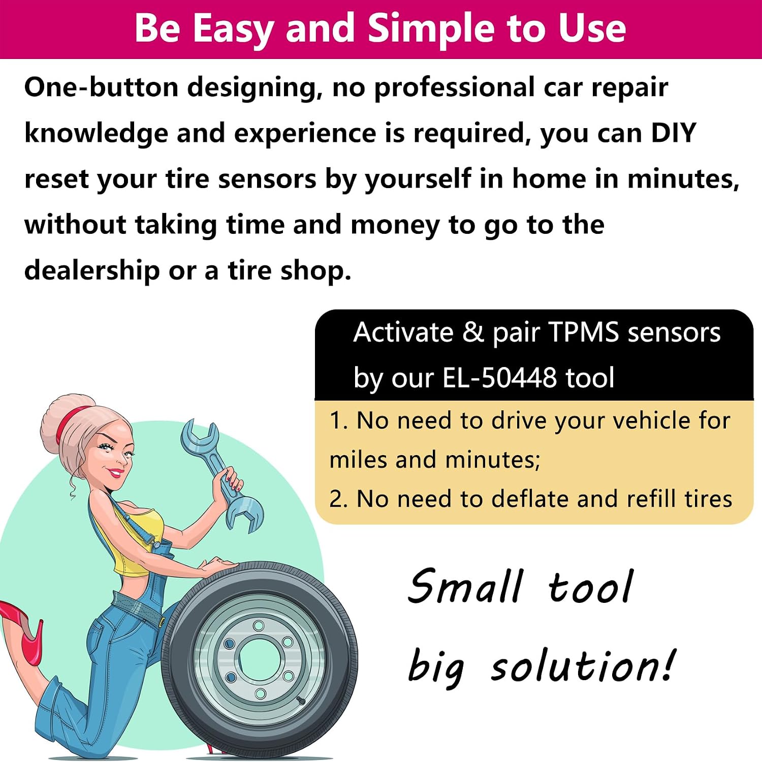2026 Version EL-50448 GM TPMS Relearn Tool Chevy TPMS Relearn Tool Chevrolet TPMS Reset Tool Tire Pressure Sensor Reset Tool Tire Pressure Monitoring System Reset Tool for Chevrolet Cadillac GMC Buick