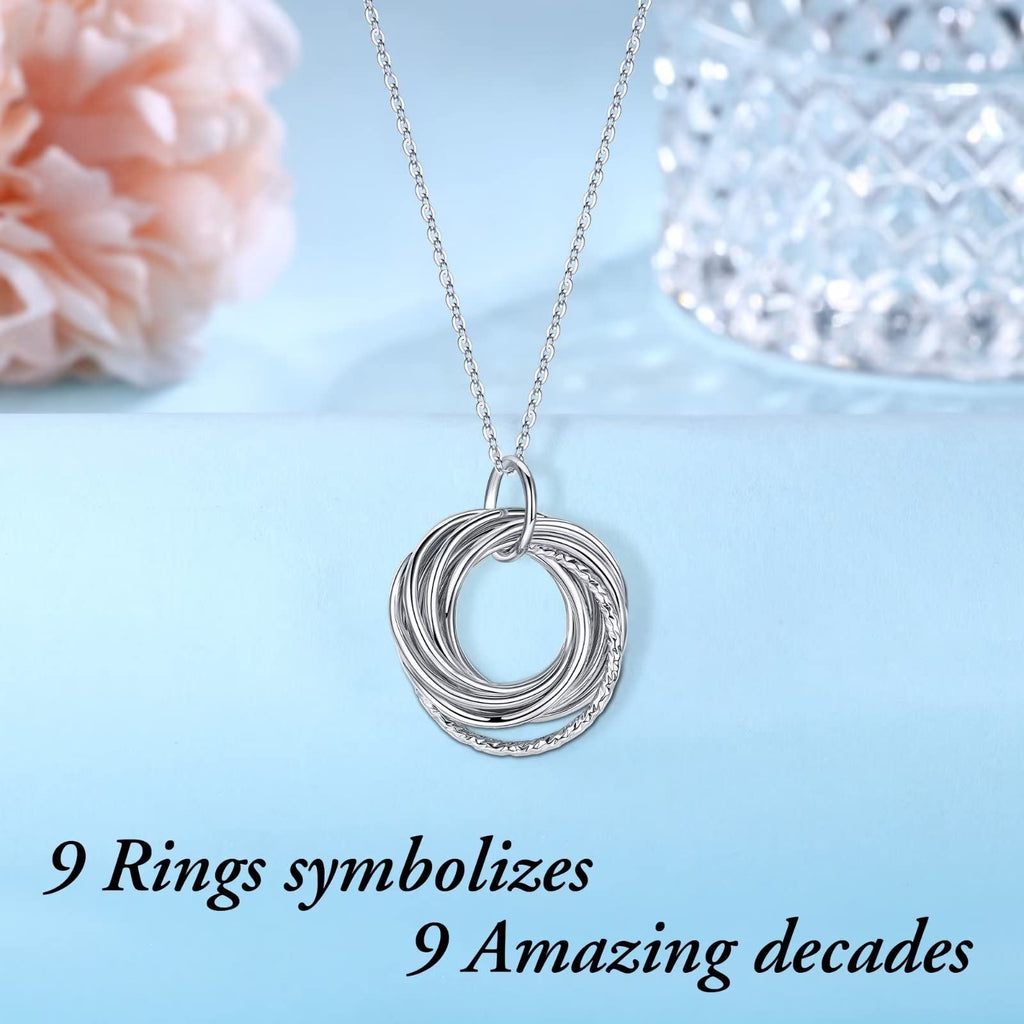 IEFLIFE Birthday Gifts for Women, Sterling Silver Chain Birthday Necklaces, 40th 50th 60th 70th 80th 90th Birthday Necklace, 40 50 60 70 80 90 Years Old Birthday Gifts, 4 5 6 7 8 9 Decade Birthday Jewelry for Women