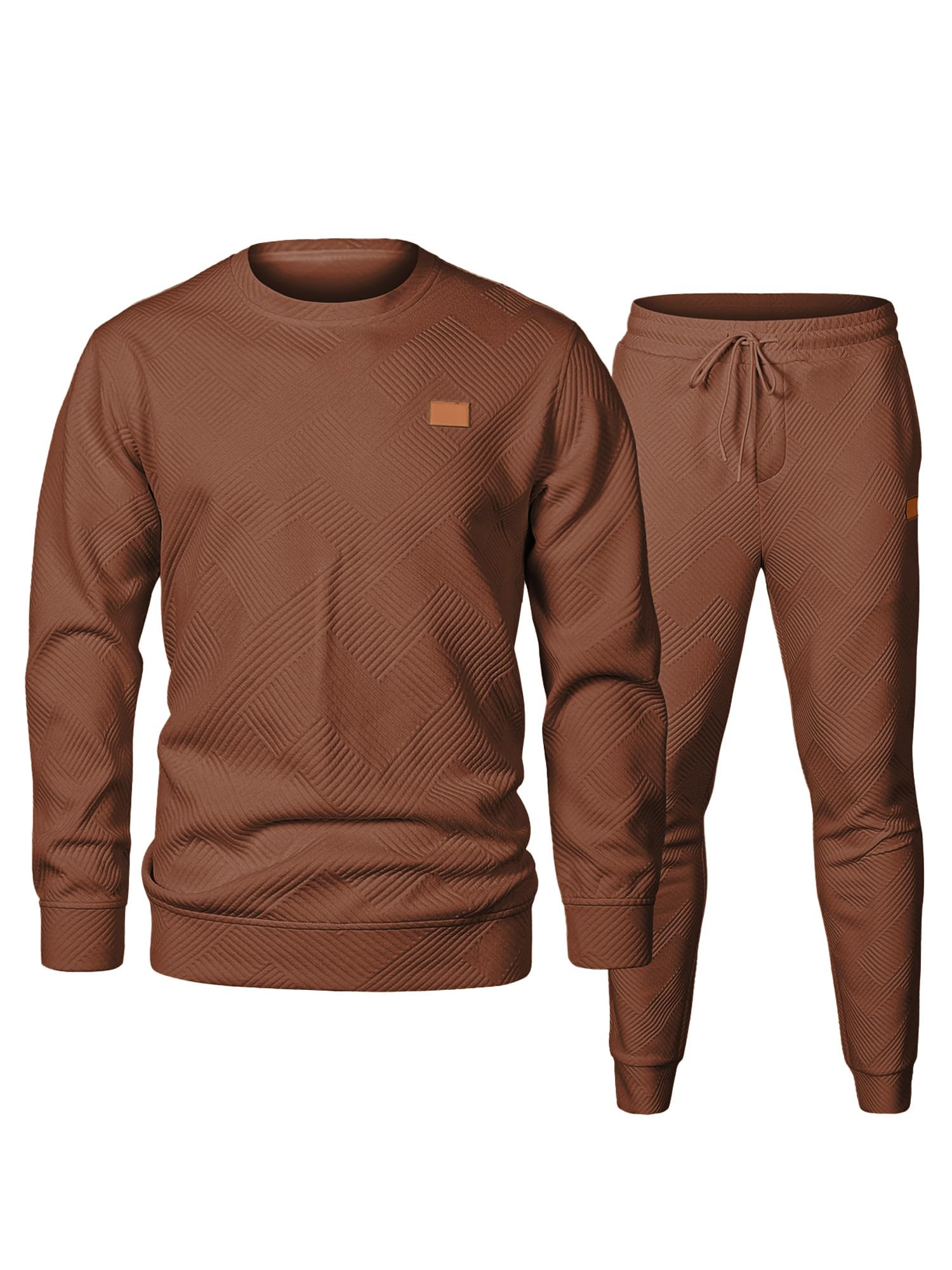 JMIERR Men's 2 Piece Outfits Knit Jacquard Pullover Sweatshirt Tracksuit & Joggers Sweatpants Sweatsuit Sets with Pockets