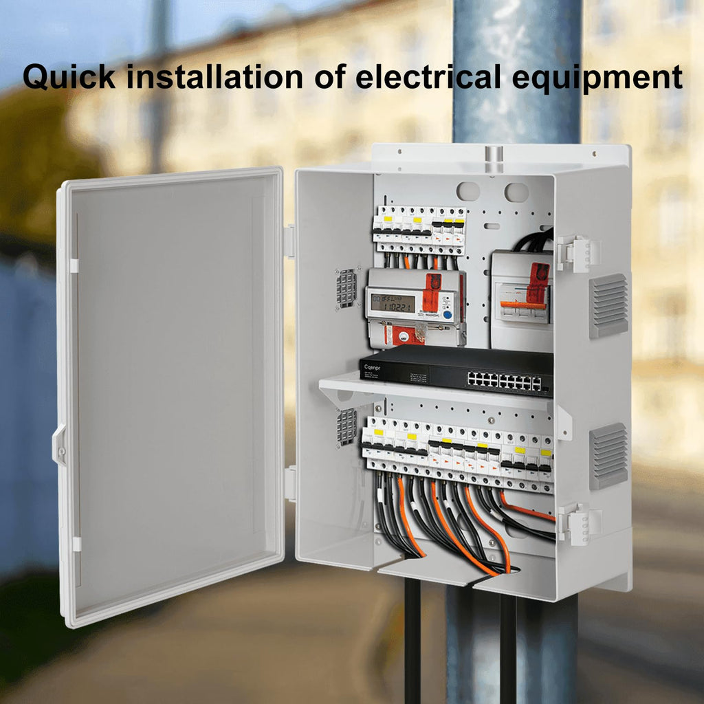 Namunanee Outdoor Electrical Junction Box, ABS Water Resistant Enclosure with Internal Mounting Panel & Hinged Cover, 9.2" H* 7" L* 4.6" W