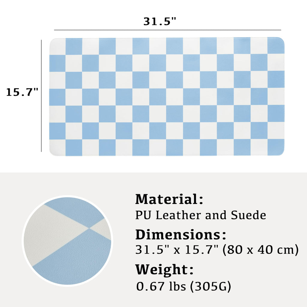 Ohocut Checkered Desk Mat, Large Cute Aesthetic Retro PU Leather Computer Laptop Desk Mat, Non-Slip Waterproof Mouse Keyboard Pad, Desk Writing Mat for Work/Home (Beige, 23.6" x 13.7")