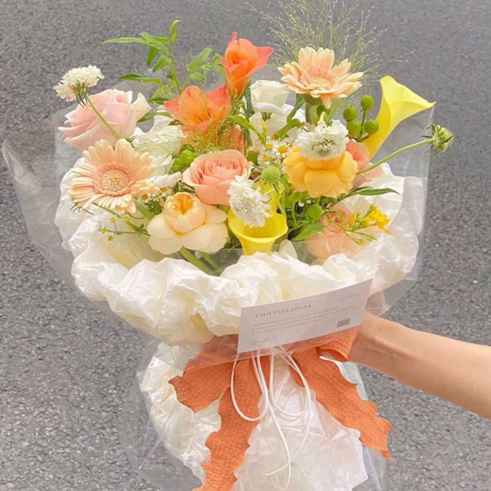 Vanhench Clear Cellophane Wrap, 16" x 200' 3Mil Thick Cellophane Wrap Roll for Gift Basket Treats Goodie Bouquet Flower Wrapping, Clear Plastic Wrap for Gifts Table Covering Packing Supplies