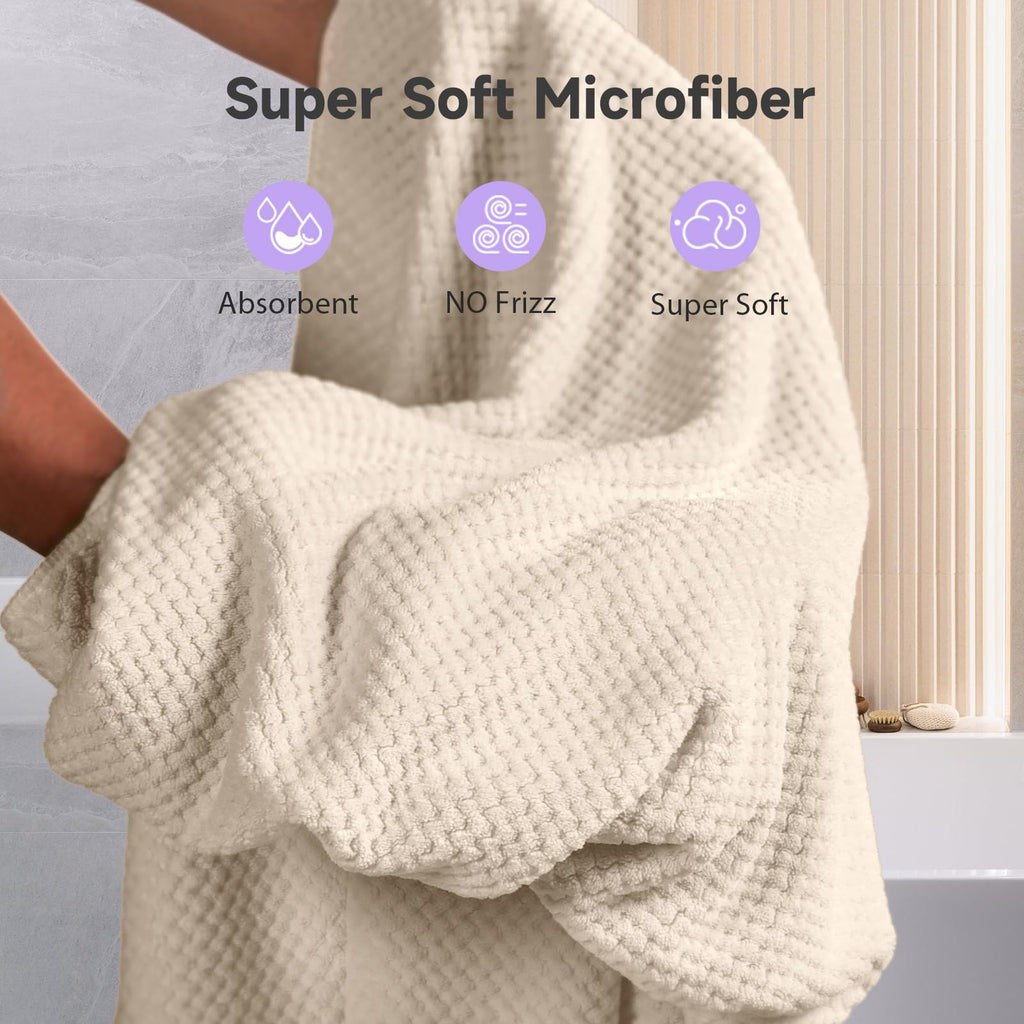 Umisleep Extra Large Microfiber Hair Towel for Women Long, Curly, Thick Hair, Super Soft Anti Frizz Quick Dry Hair Towel Wrap, Ultra Absorbent Hair Turban with Elastic Band Grey