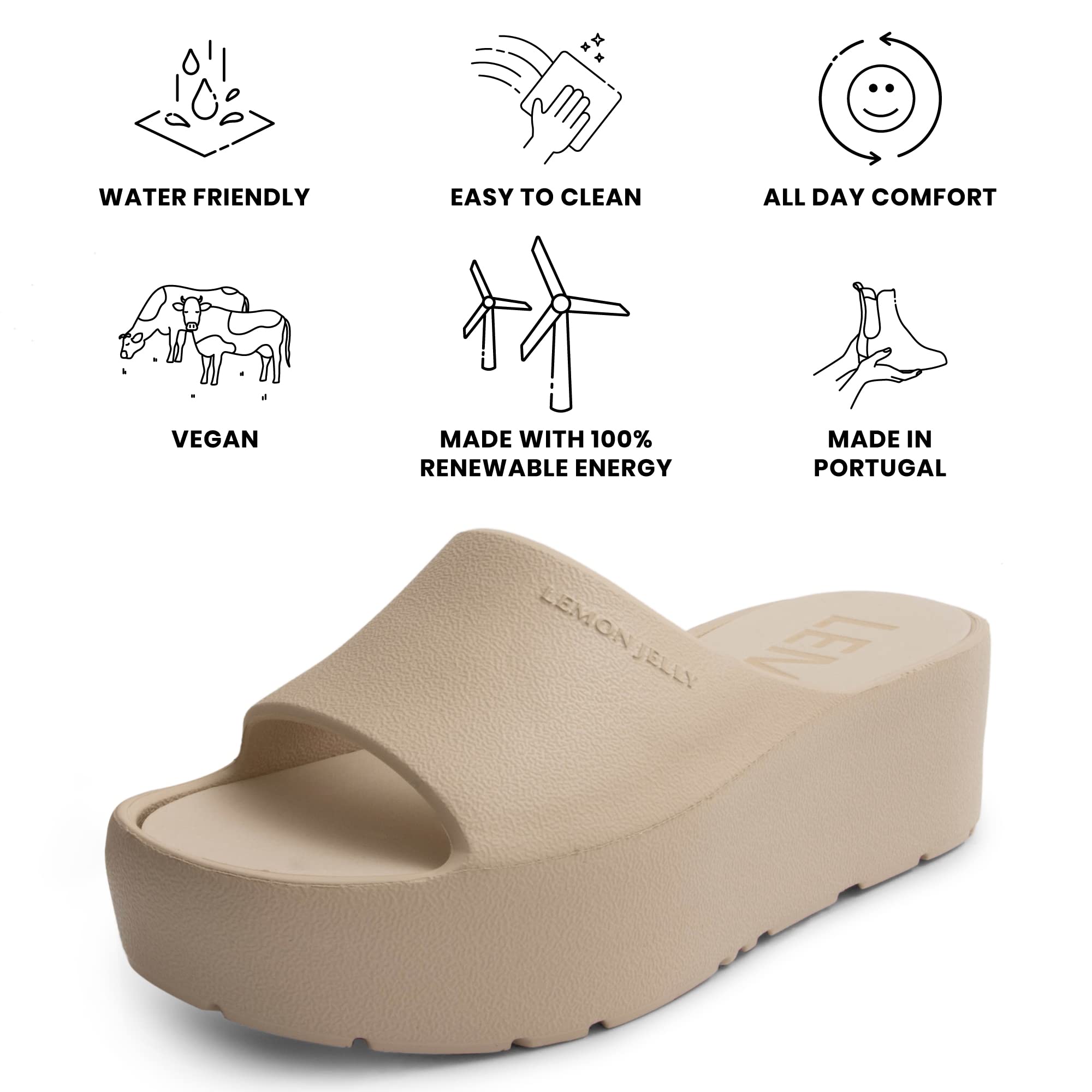 Lemon Jelly Women's Sunny Platform Sandals - Cute Water-Friendly Comfort Wedges for the Beach or Casual Wear - Super Lightweight Slip-On Flip Flops for Ladies