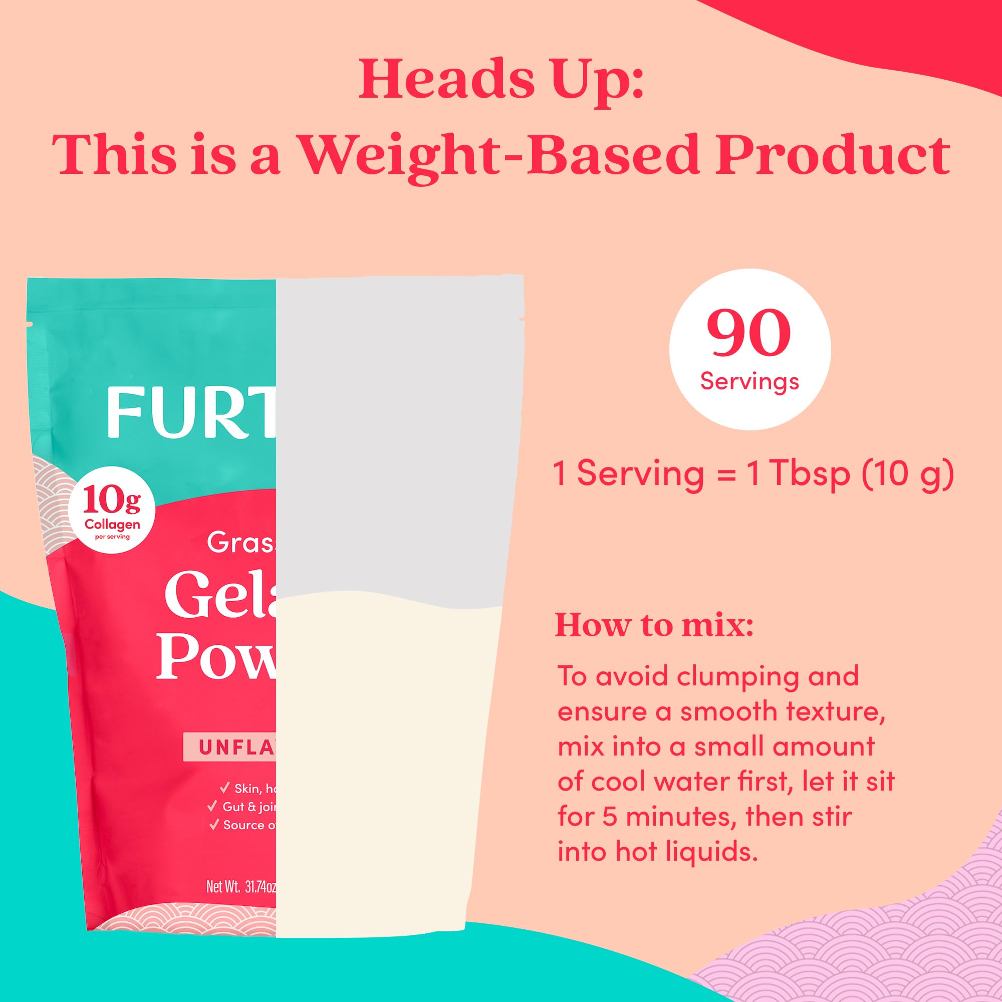 Further Food Premium Gelatin Powder – Unflavored, Grass-Fed & Pasture-Raised Beef Hide, Non-GMO, Sugar-Free, Keto & Paleo Friendly, 15.87 oz