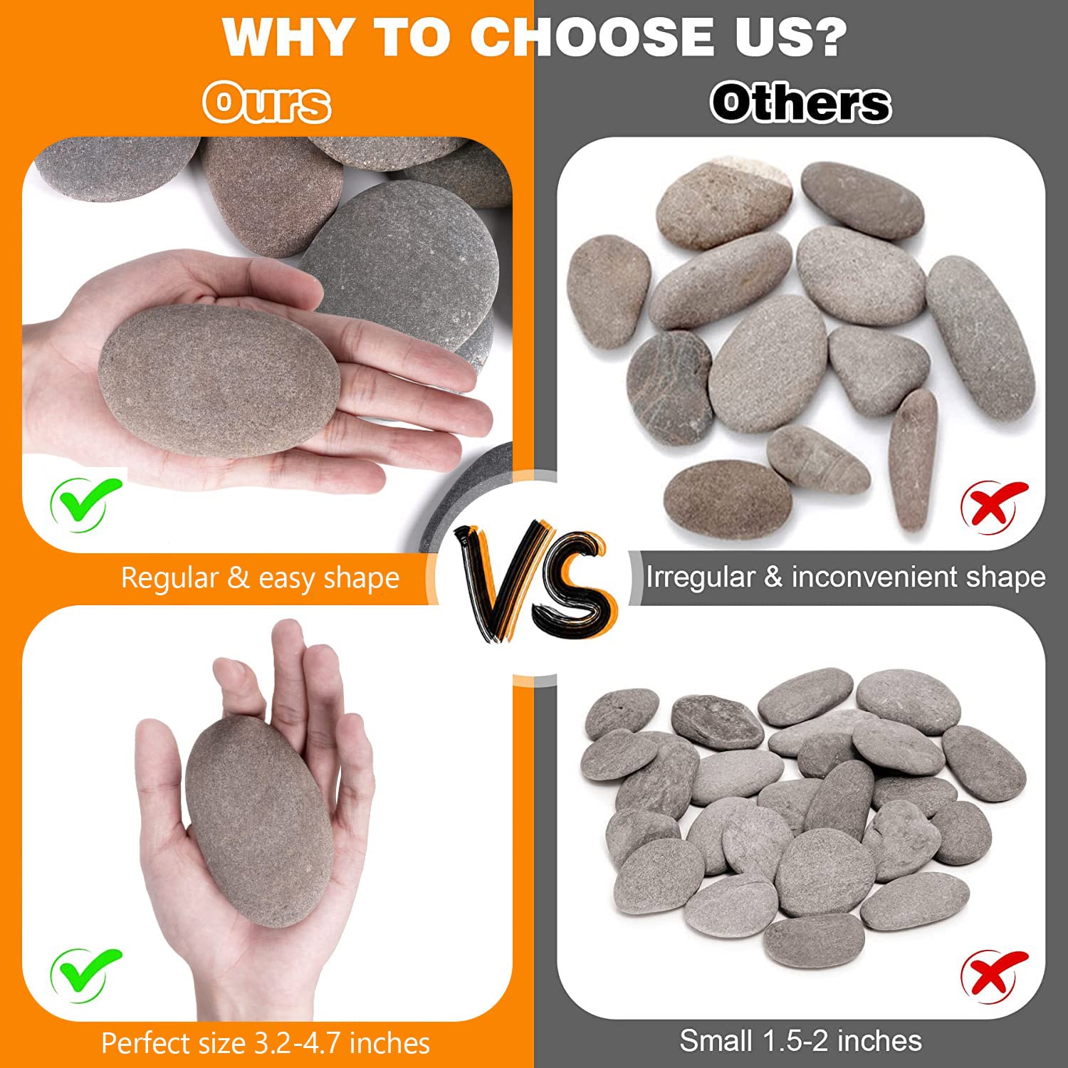 River Rocks for Painting 10 Pcs Large 2-3 Inch Flat Smooth Painting Stones Craft Rock to Paint for Kids Crafts Painting Bulk