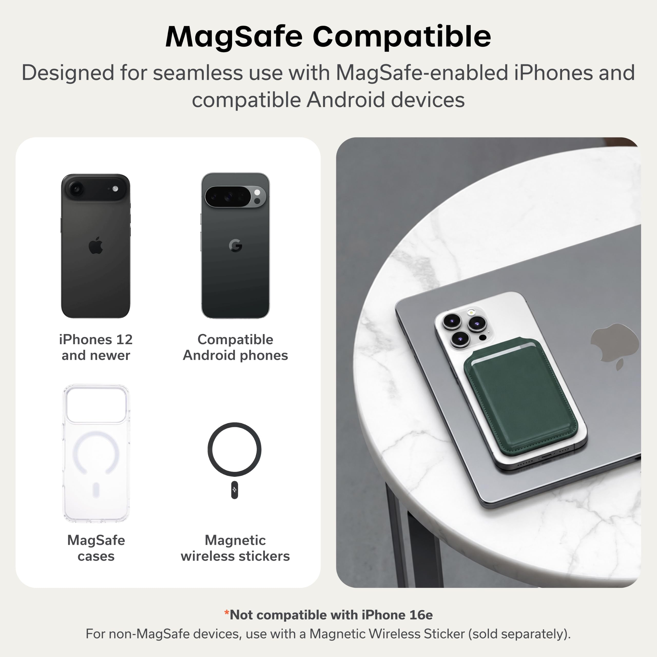 Satechi Magnetic Magsafe Wallet, Double Flap Stand Card Holder, 4 Slots with Front NFC Pass-Through, Adjustable Phone Attachment for iPhone 17/16/15/14/13/12, Travel Accessory