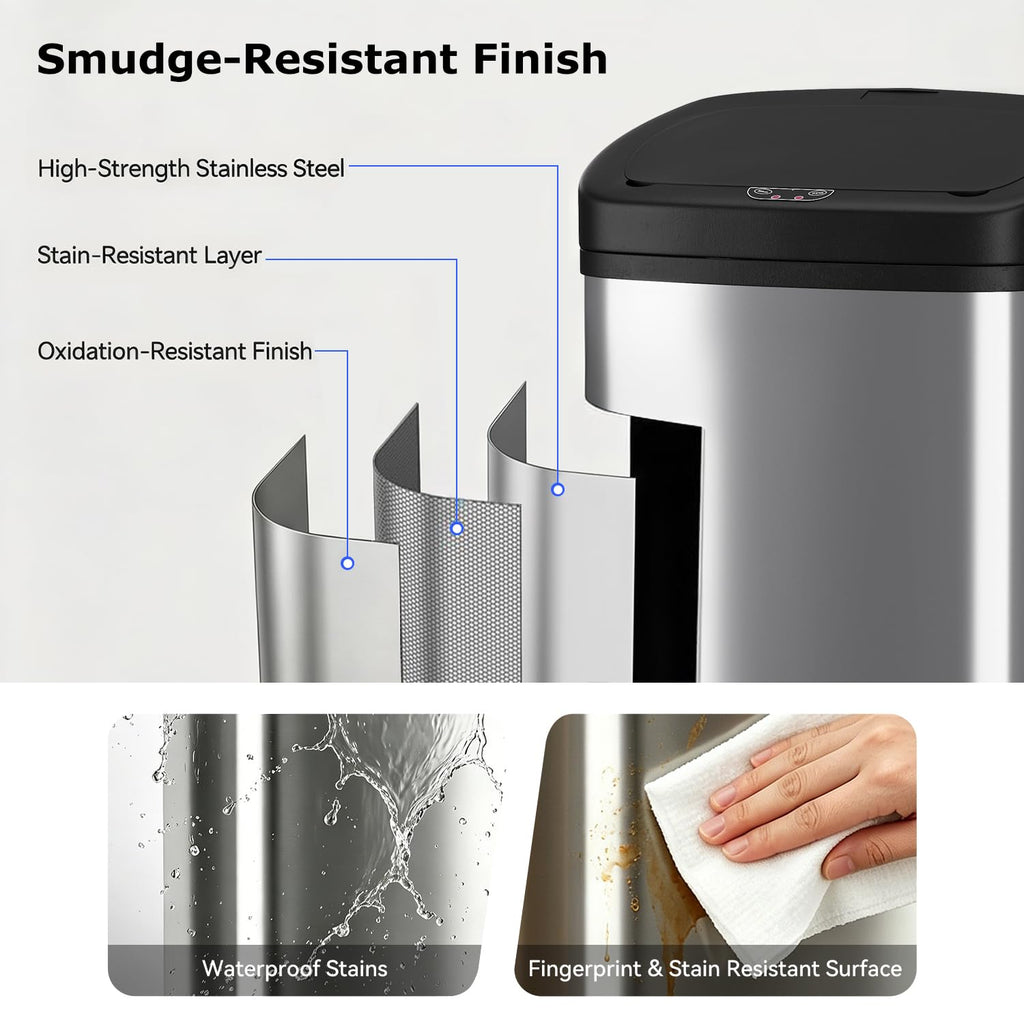 BestOffice 22 Gallons Automatic Sensor Large Kitchen Trash Can with Stainless Steel, Touchless Garbage Bin with Lid for Kitchen, Home, Office Waste Bin 82L