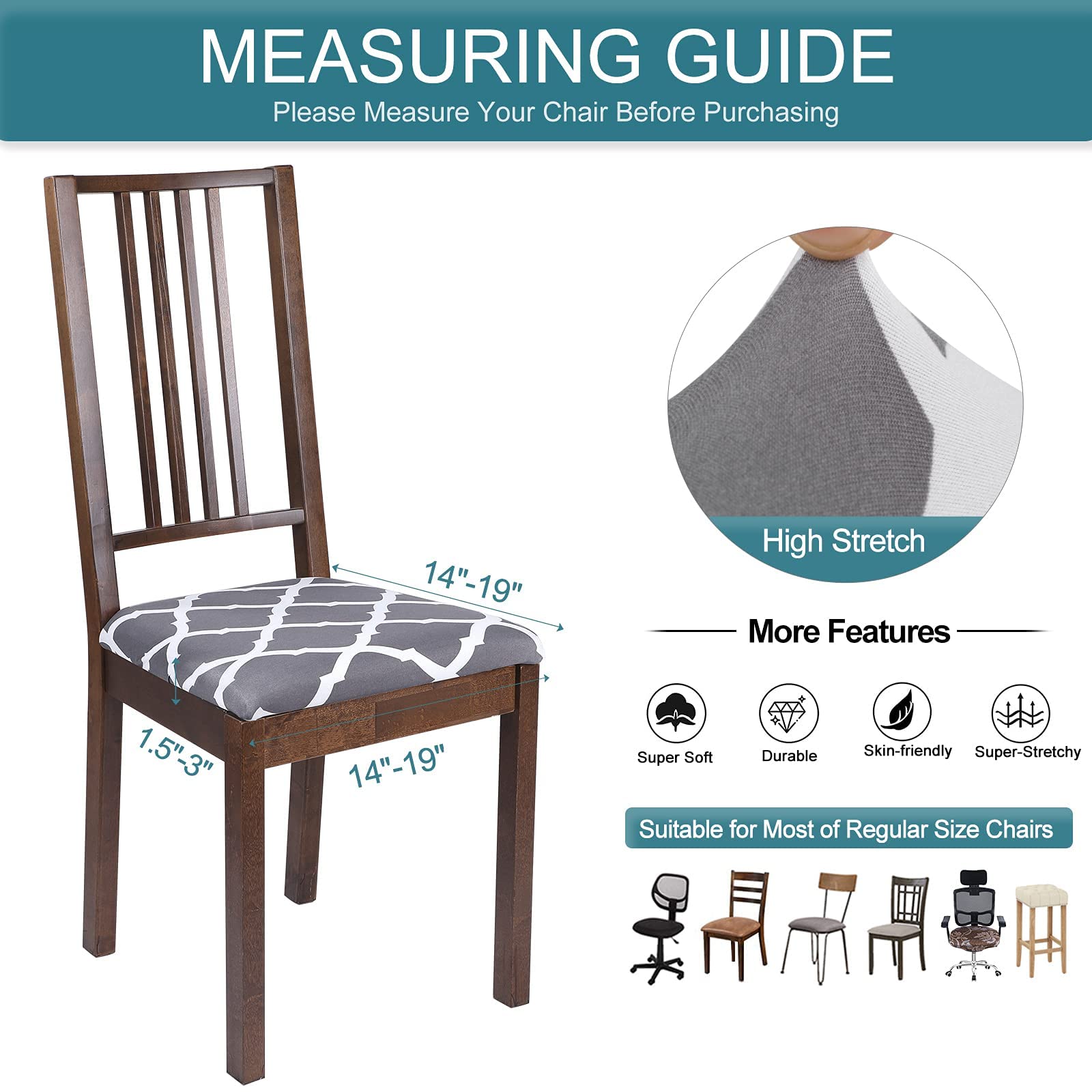 SearchI Seat Covers for Dining Room Chairs Stretch Printed Chair Seat Covers Set of 2, Removable Washable Upholstered Chair Seat Protector Cushion Slipcovers for Kitchen, Office(Ball Flower)