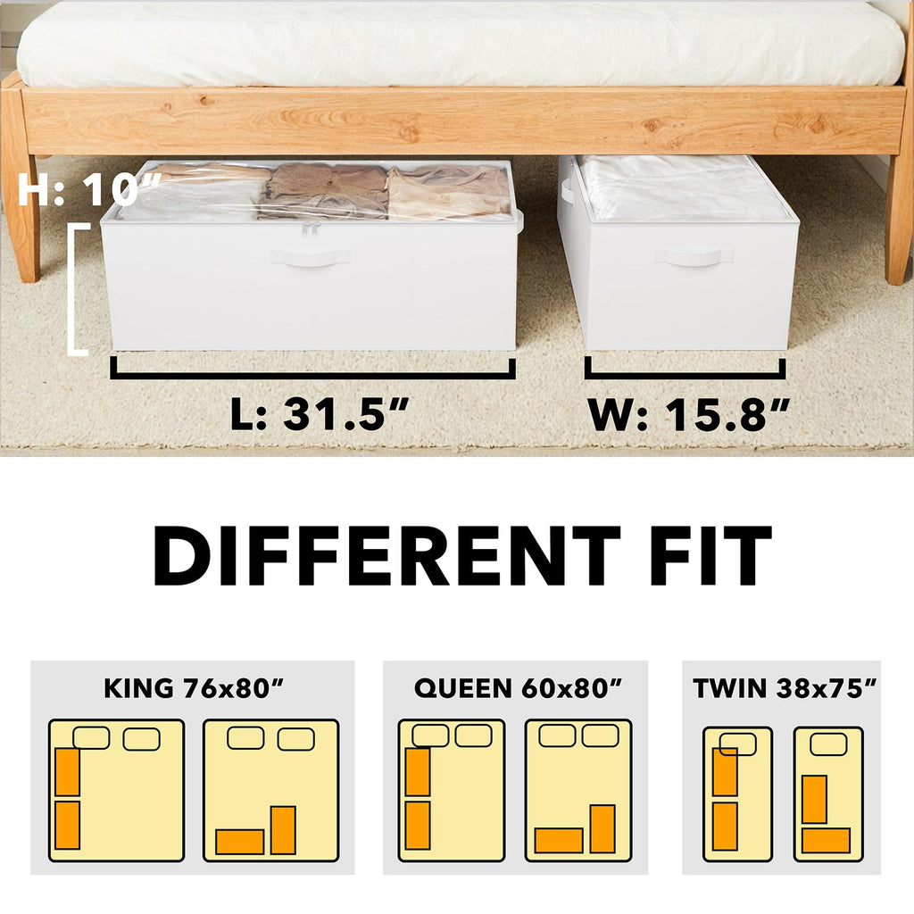 SpaceAid Paquete de 2 Contenedores de Almacenamiento Debajo de la Cama de 10" de Alto, Organizadores Grandes de Almacenamiento Debajo de la Cama con Tapas para Dormitorio, Residencia Estudiantil, Ropa
