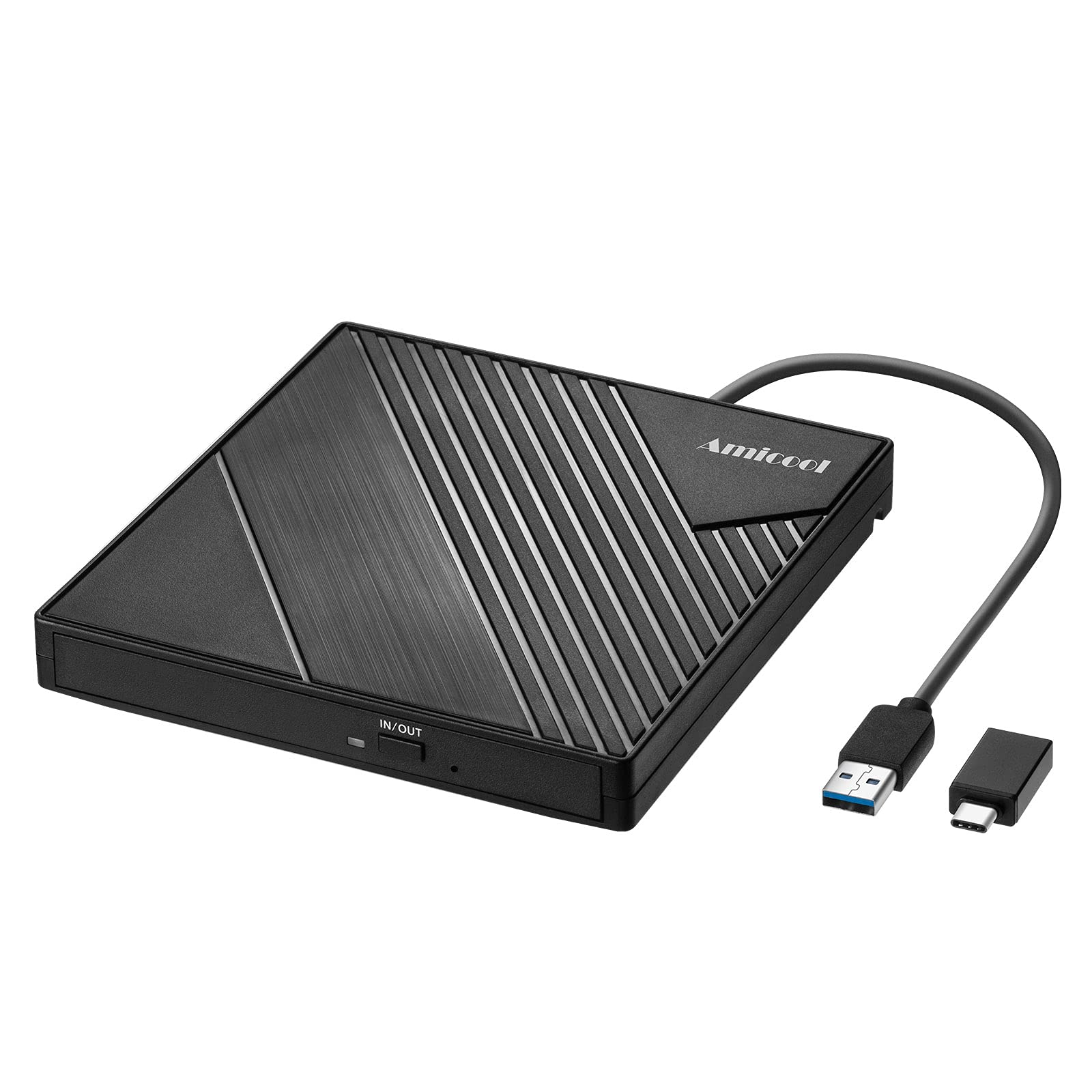 Amicool External USB-C USB 3.0 CD/DVD Drive Burner +/-RW, Ultra-Slim Portable DVD Player Writer Reader for Mac iMac MacBook, Windows 11/10/8 Linux, Laptop Desktop PC Computer Optical Drive