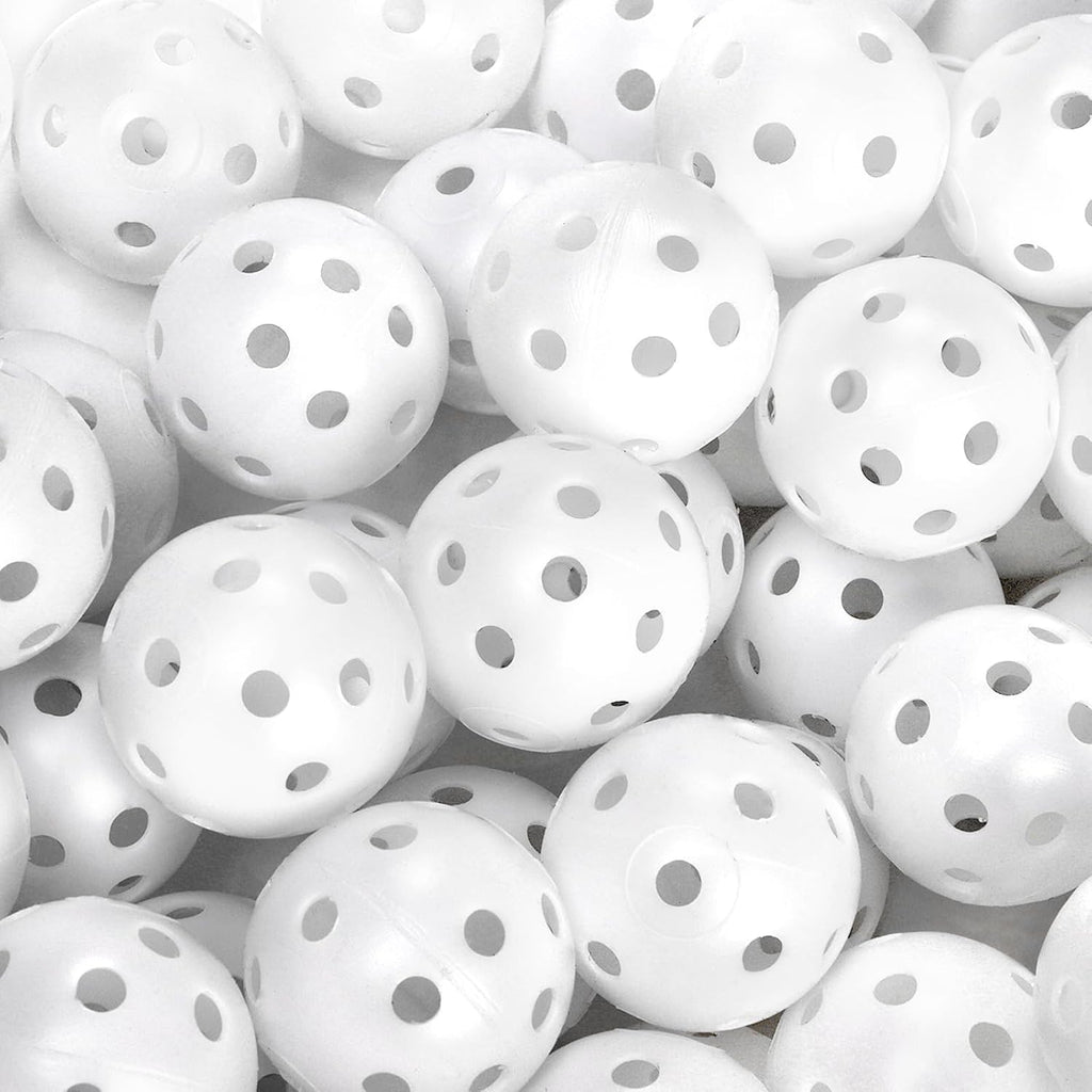 100 Pack Practice Golf Balls, Plastic Golf Training Balls 41mm Hollow Airflow Golf Balls for Driving Range, Swing Practice, Indoor Outdoor Use, White