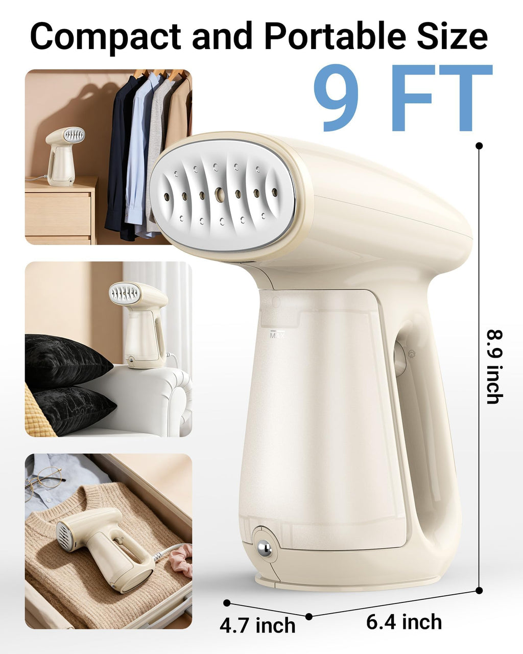 Bear Steamer for Clothes, 1300W 25s Heat-Up Clothes Steamer with 230ml Tank | Essential Oil Compatible,20g/min Steam Rate,Handheld 2-in-1 Steam&Iron,Fabric Wrinkle Remover for Home&Travel,Includes Brush