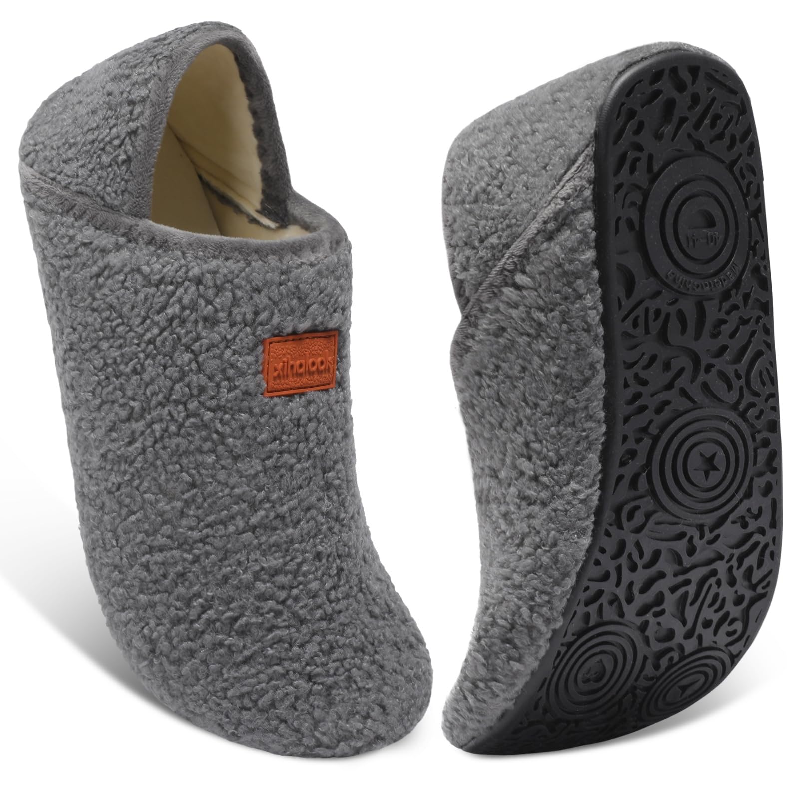XIHALOOK House Slippers for Women Men Cozy Sock Shoes with Soft Rubber Sole Slip On for Indoor/Outdoor