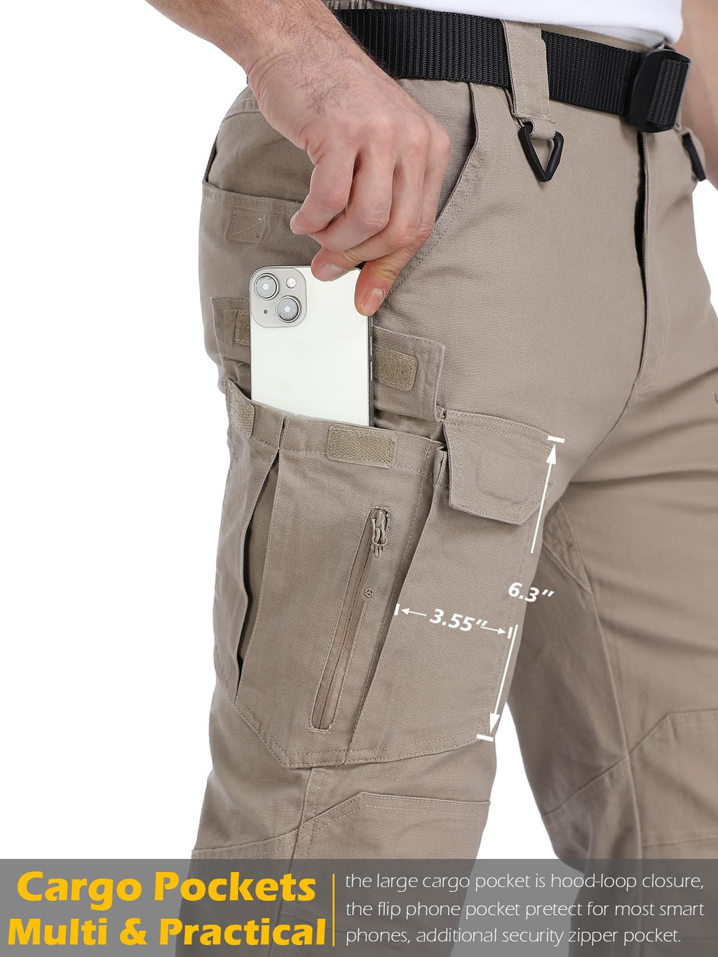 MANSDOUR Men's Cotton Hiking Tactical Pants Lightweight Stretch Military Combat Cargo Work Pants