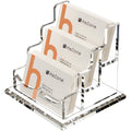 HeZone Business Card Holder for Desk Display, Clear Acrylic Cards Organizer Stand for Men and Women, Business Cards Case Rack 1 Pack, Holds 50 Cards-1 Slot
