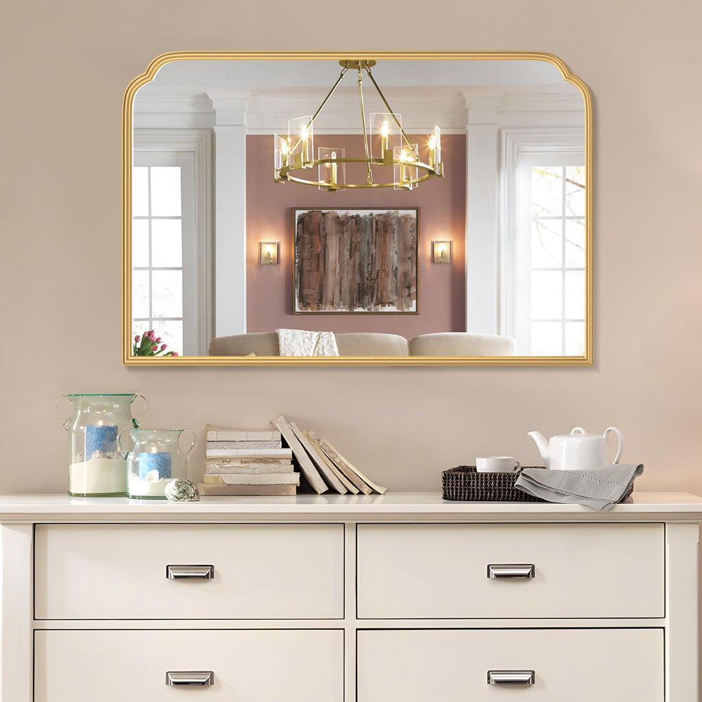 Ferytange 18X24 Inch Black Mirror for Wall with Metal Frame Rectangular Rounded Bathroom Vanity Mirror Anti-Rust, Hangs (Black 18" x 24")