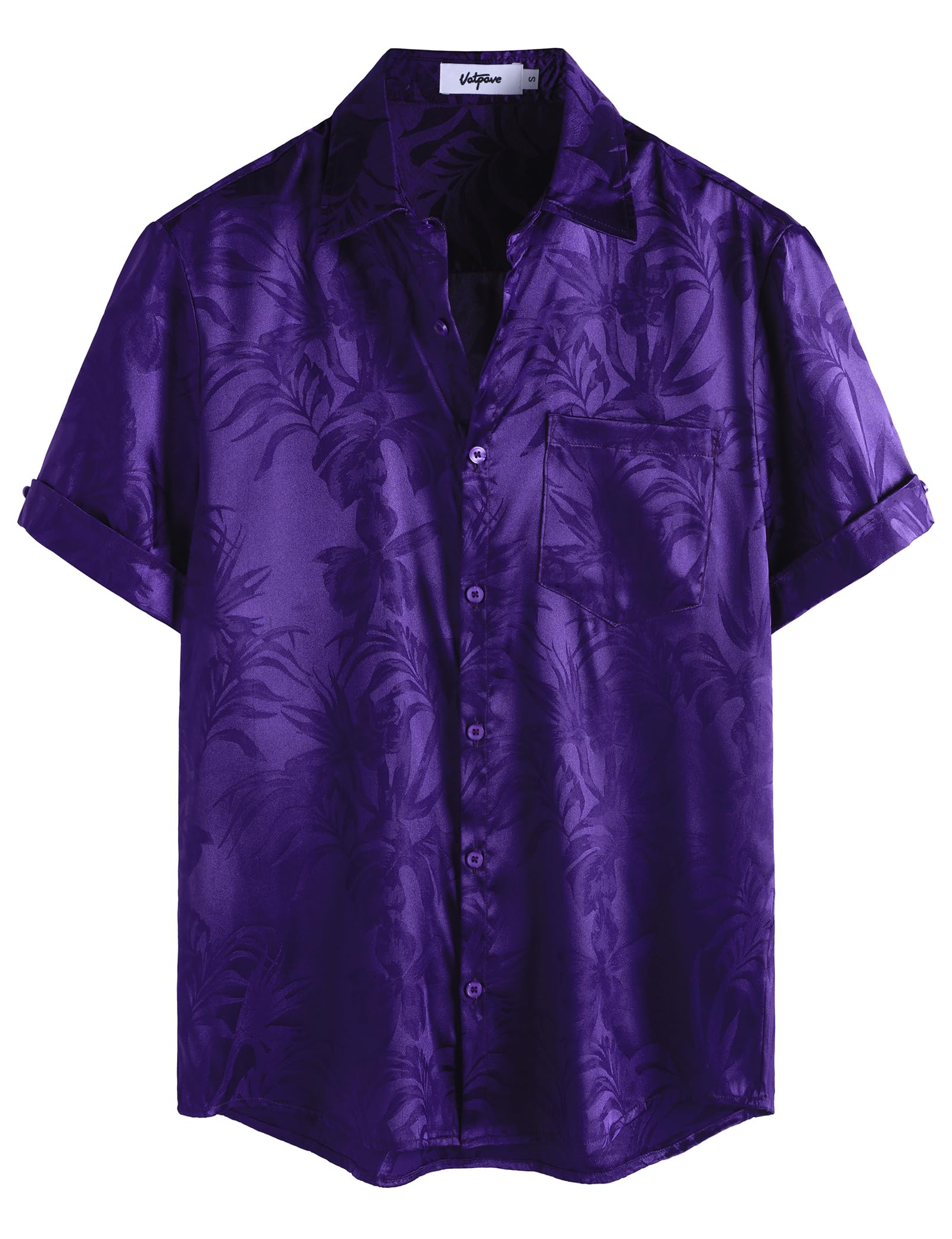 VATPAVE Mens Summer Jacquard Regular Fit Shirts Casual Button Down Short Sleeve Beach Tops with Pocket
